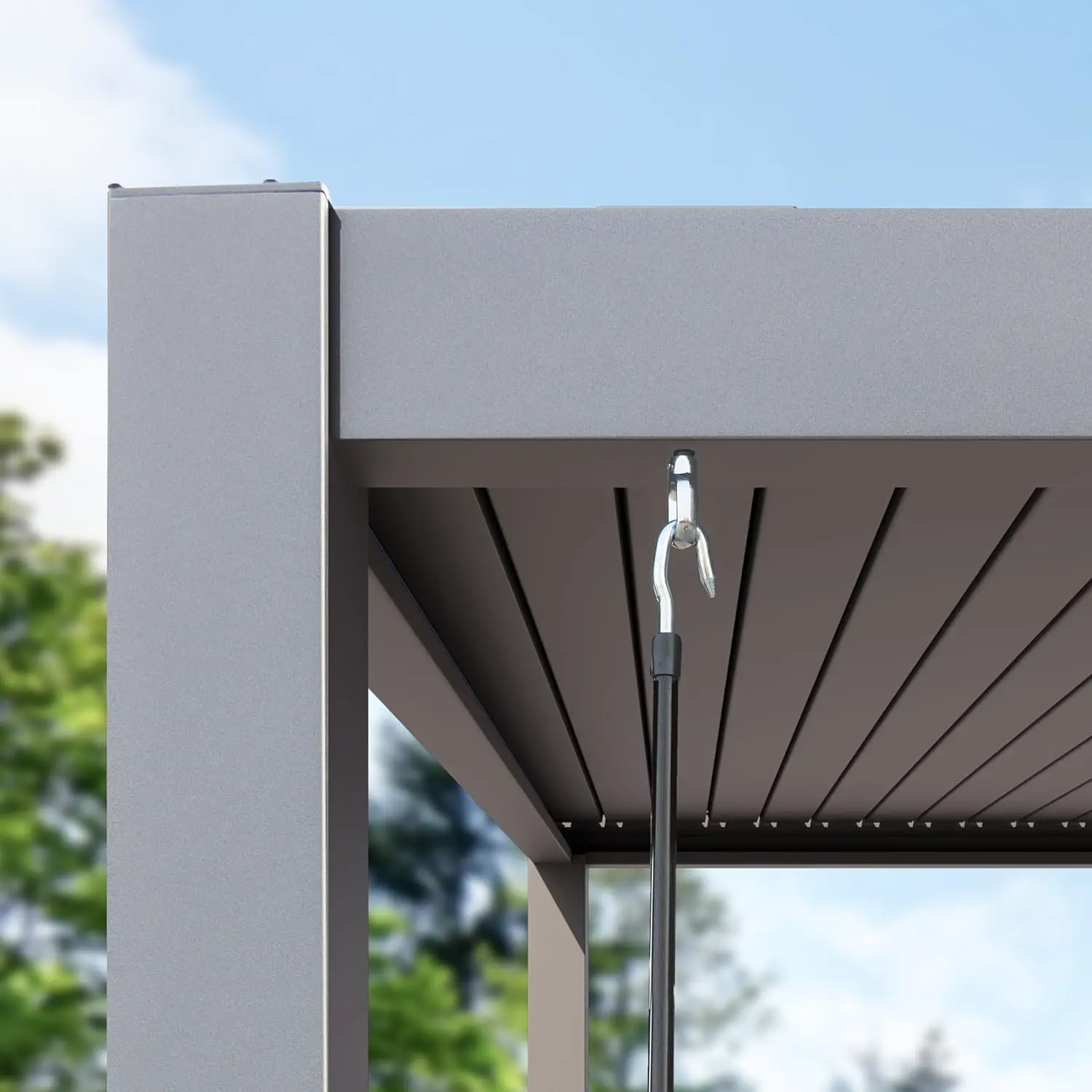 Pergola en aluminium gris 3x6 m vue 8