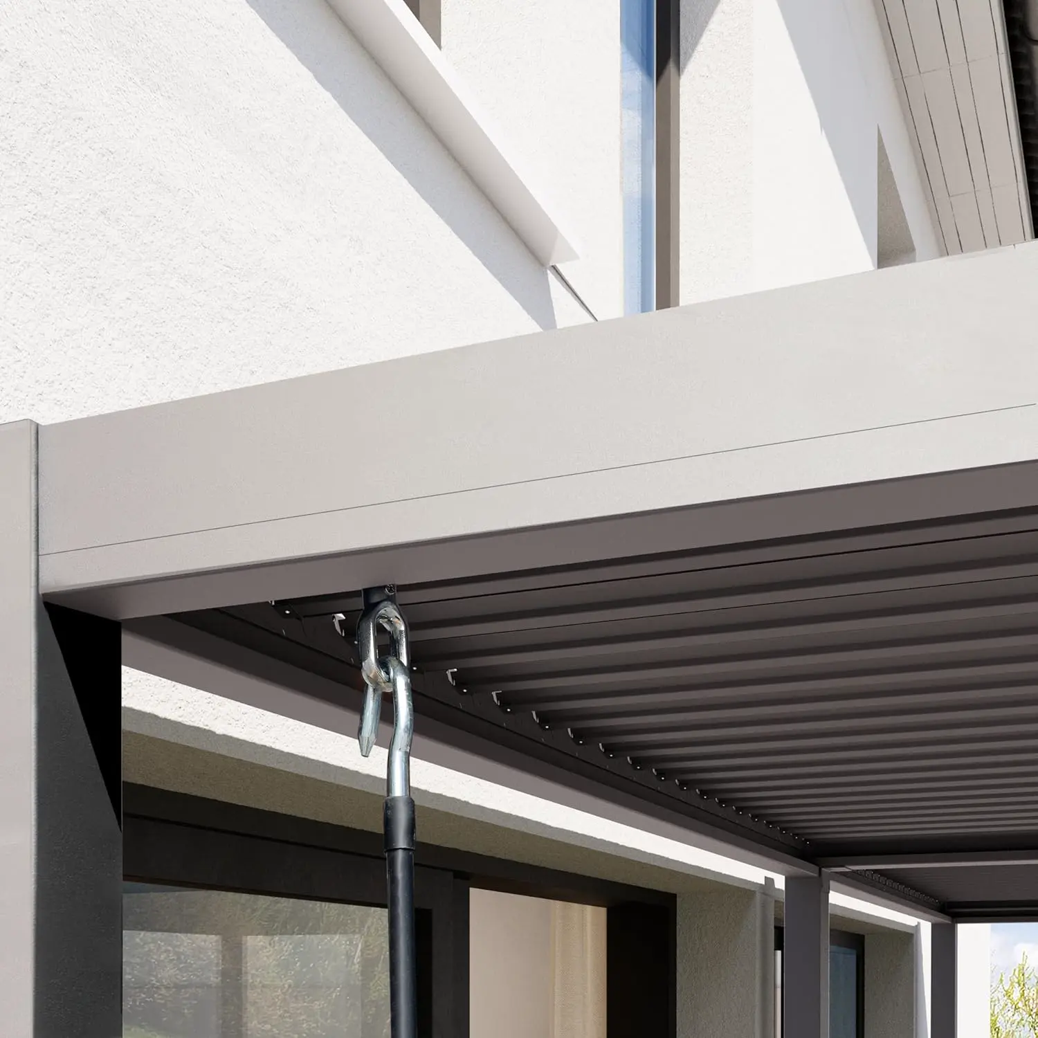 Pergola en aluminium gris 3x6 m vue 8