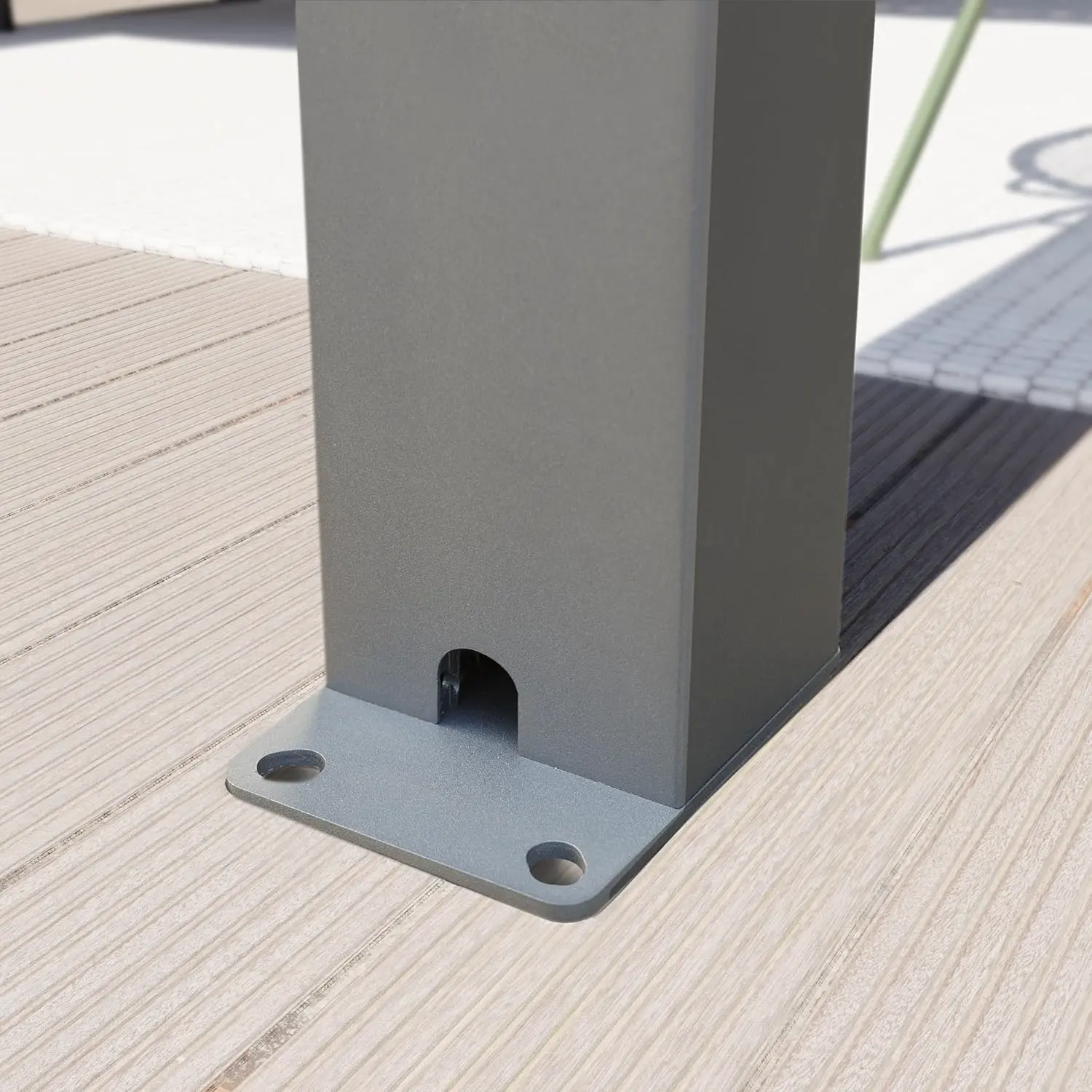 Pergola en aluminium gris 3x6 m vue 9