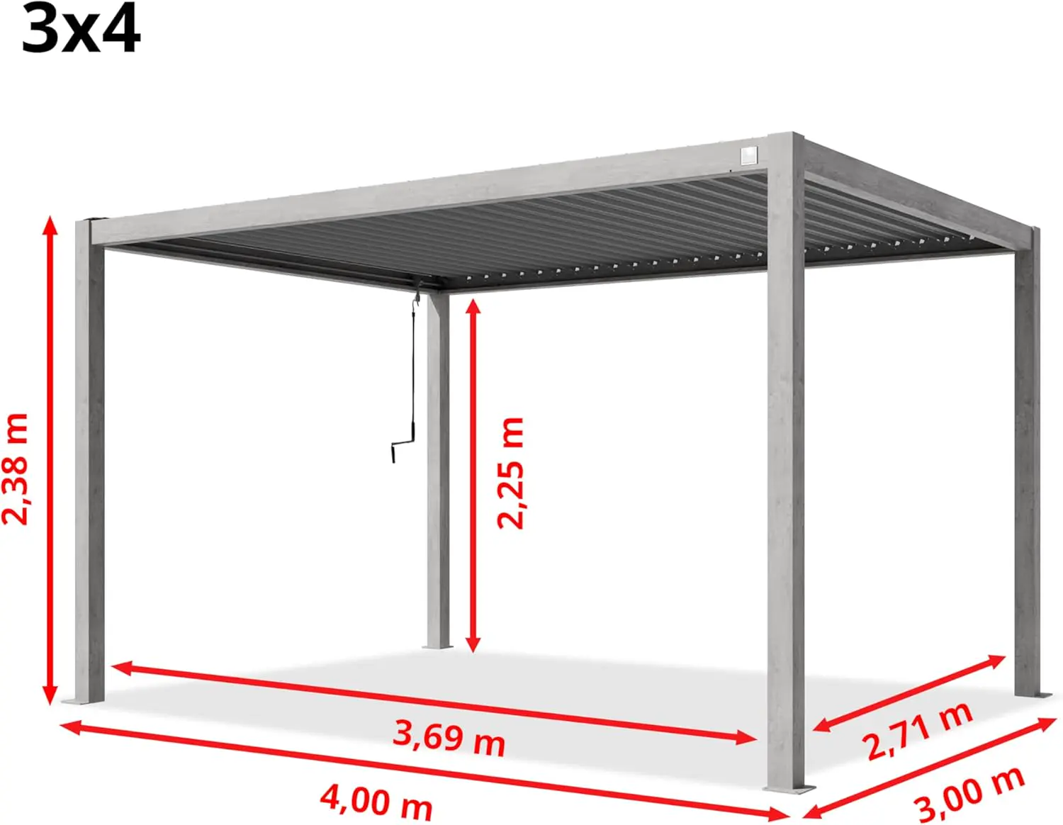 Pergola en aluminium 3x4 m vue 5