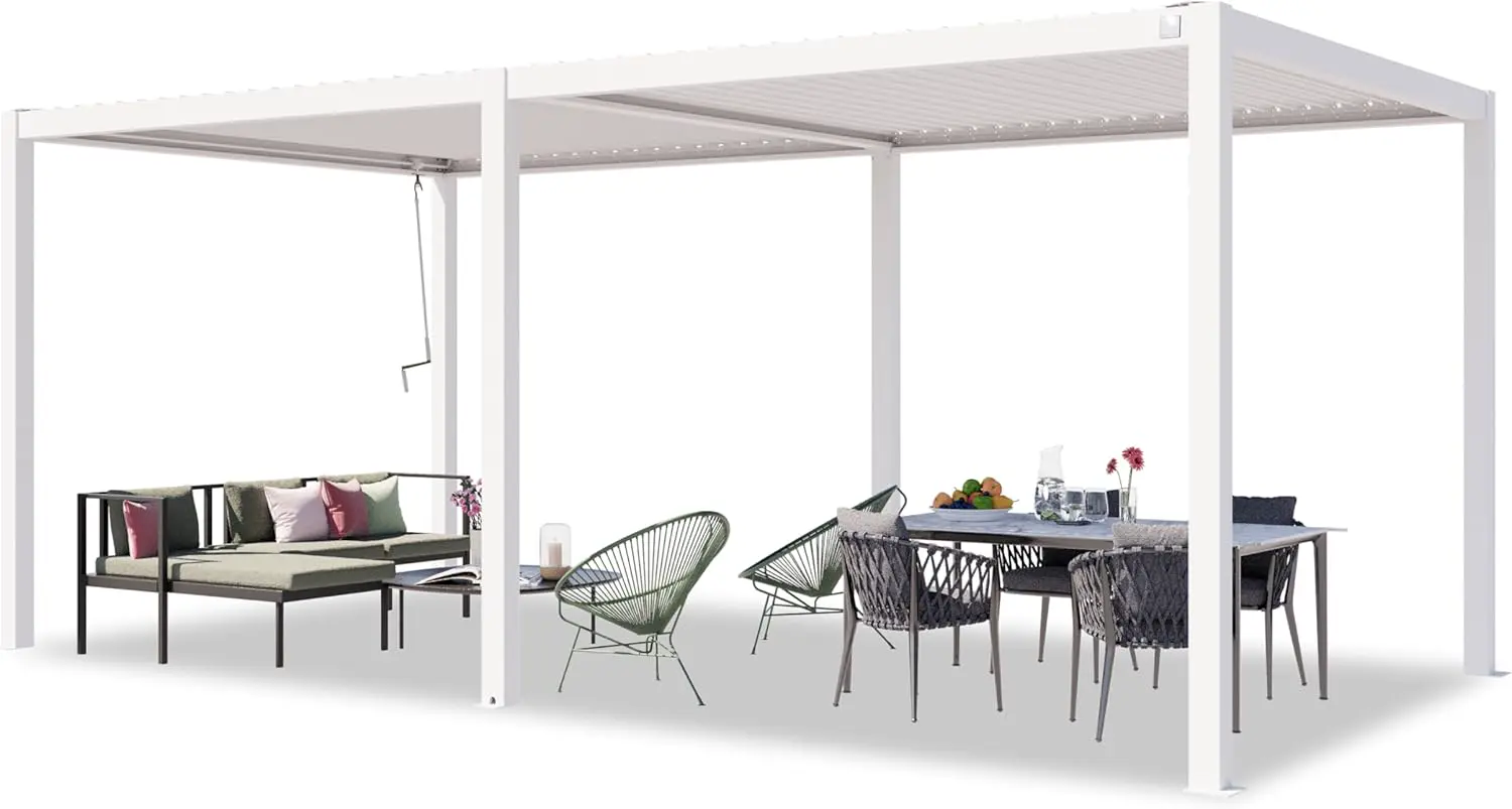 Pergola en aluminium blanc 3x6 m vue 3