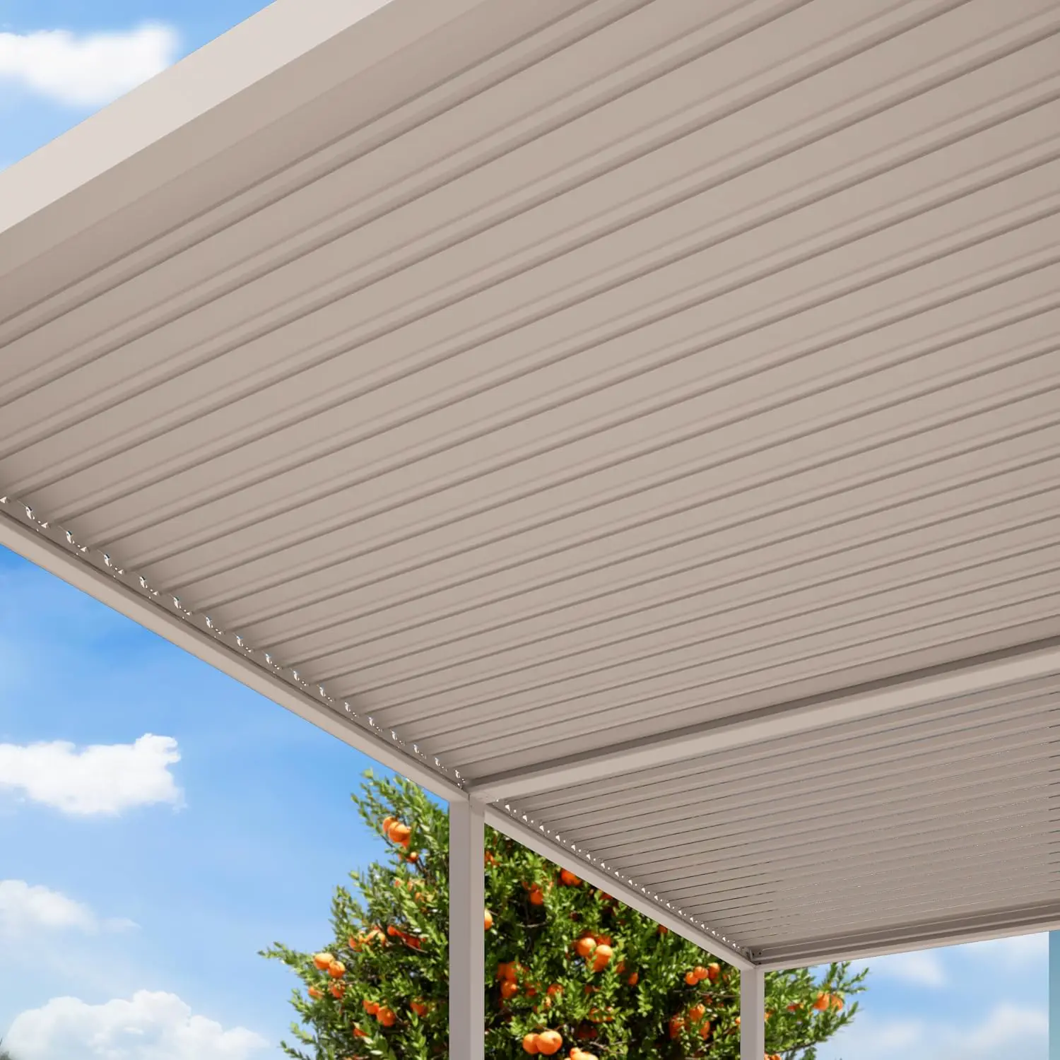 Pergola en aluminium blanc 3x6 m vue 5