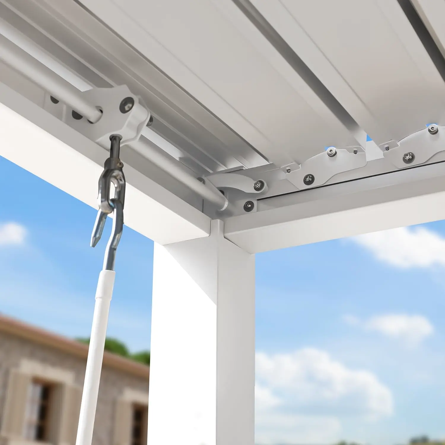 Pergola en aluminium blanc 3x6 m vue 7