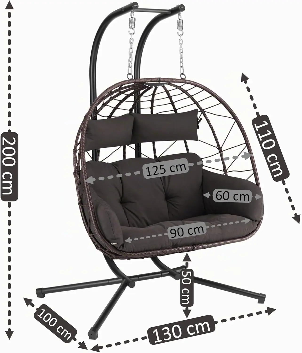 Fauteuils suspendus 2 places en métal marron vue 3