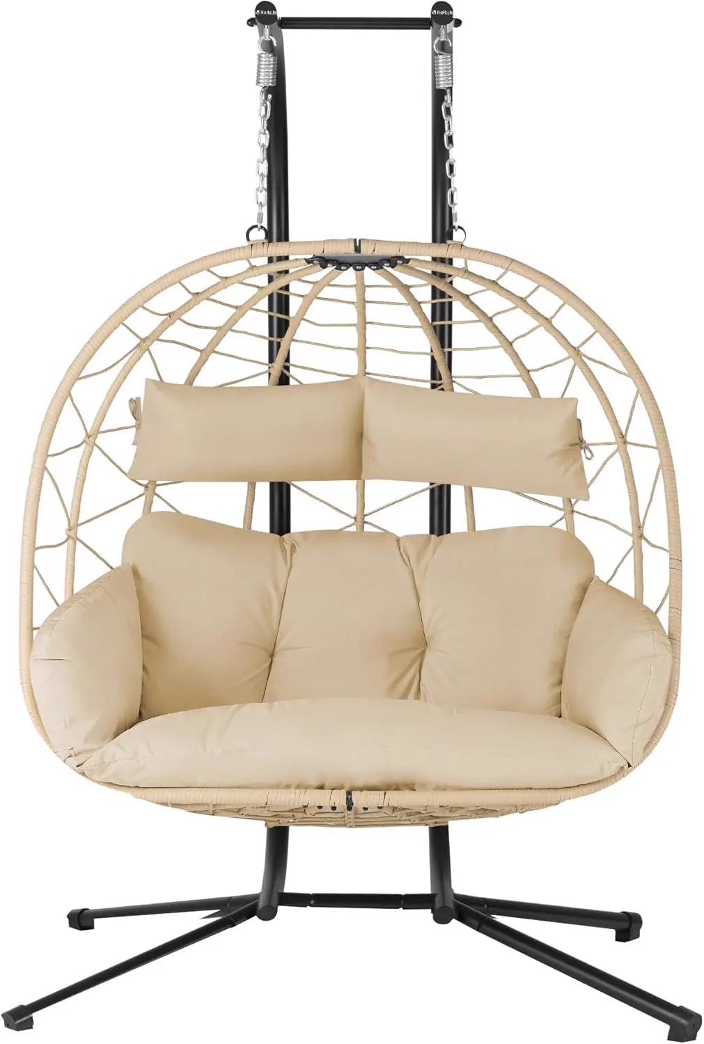 Fauteuils suspendus 2 places en métal crème vue 4