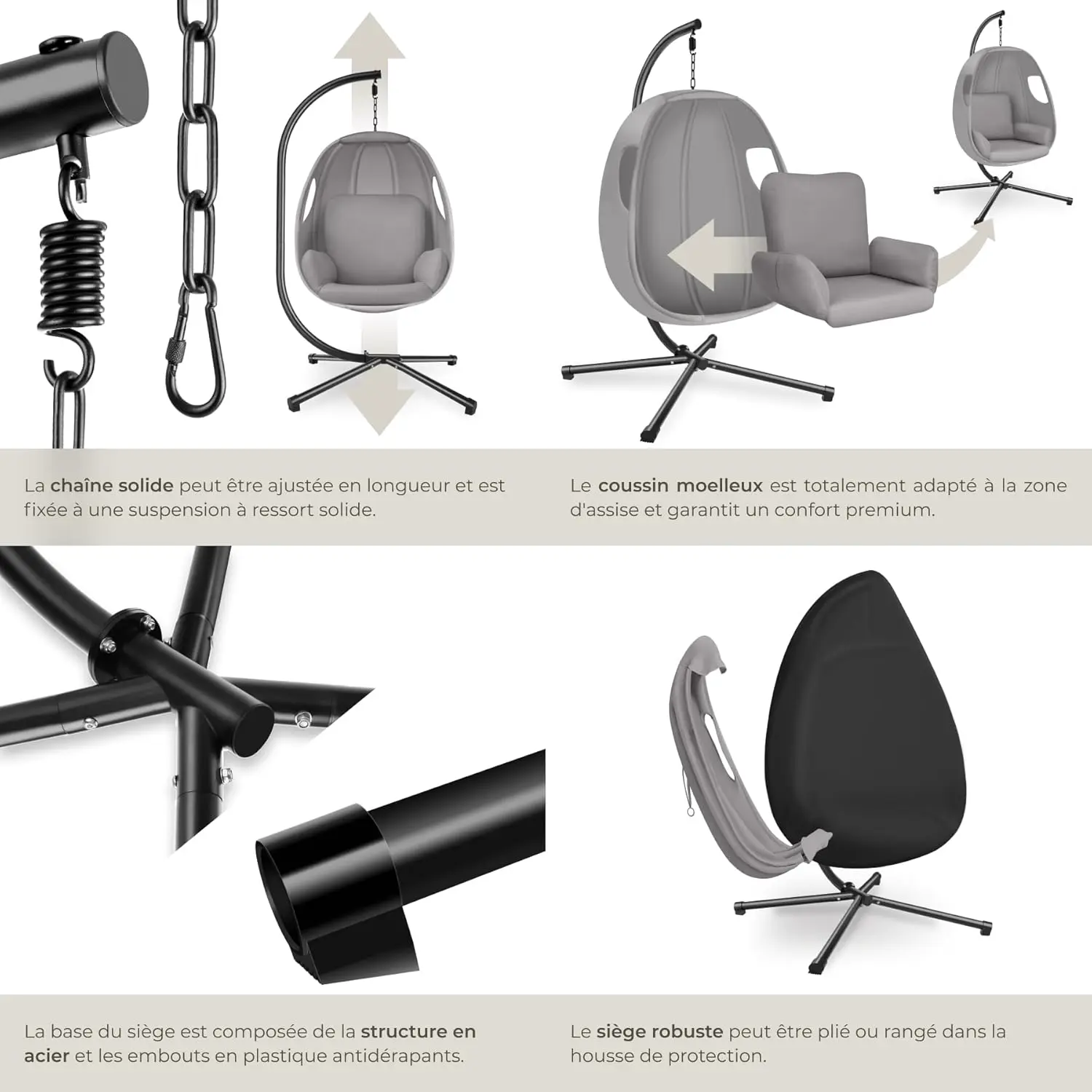 Fauteuils suspendus en métal vue 7