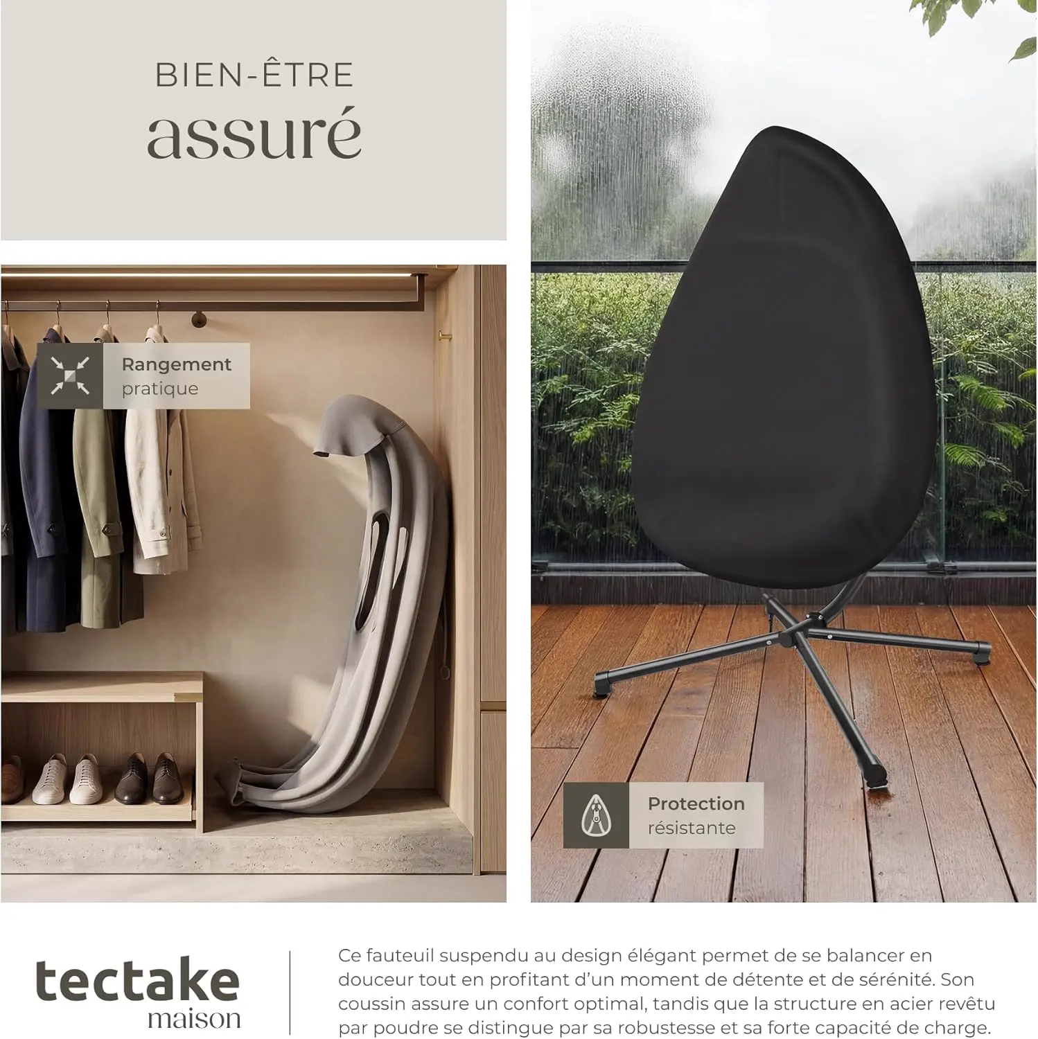 Fauteuils suspendus en métal vue 9