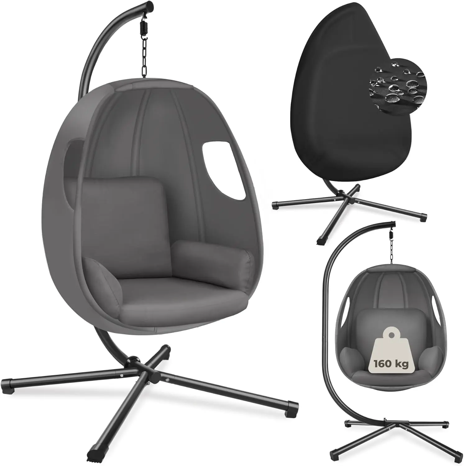 tectake® Fauteuil Suspendu avec Structure en Acier