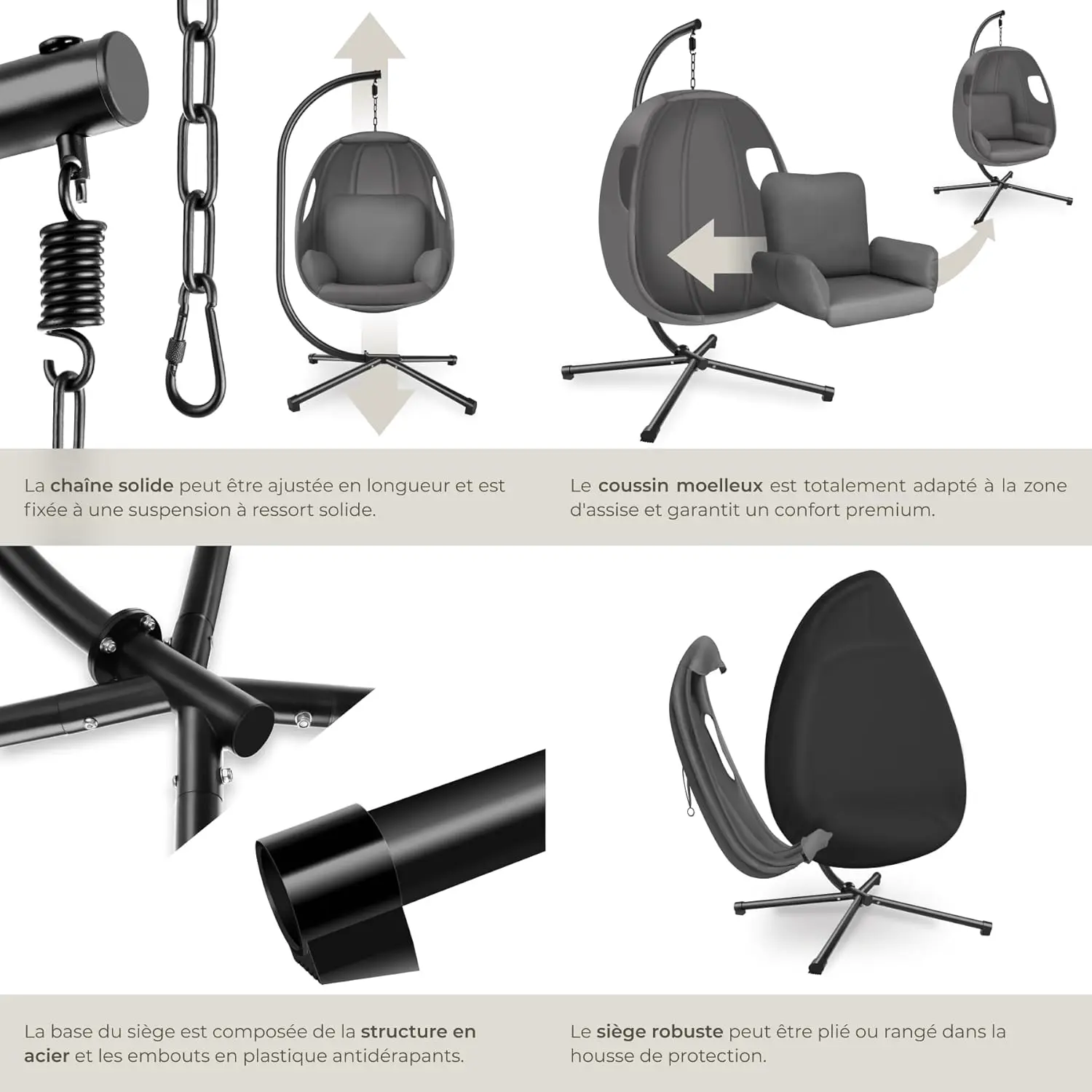 Fauteuils suspendus en métal vue 7