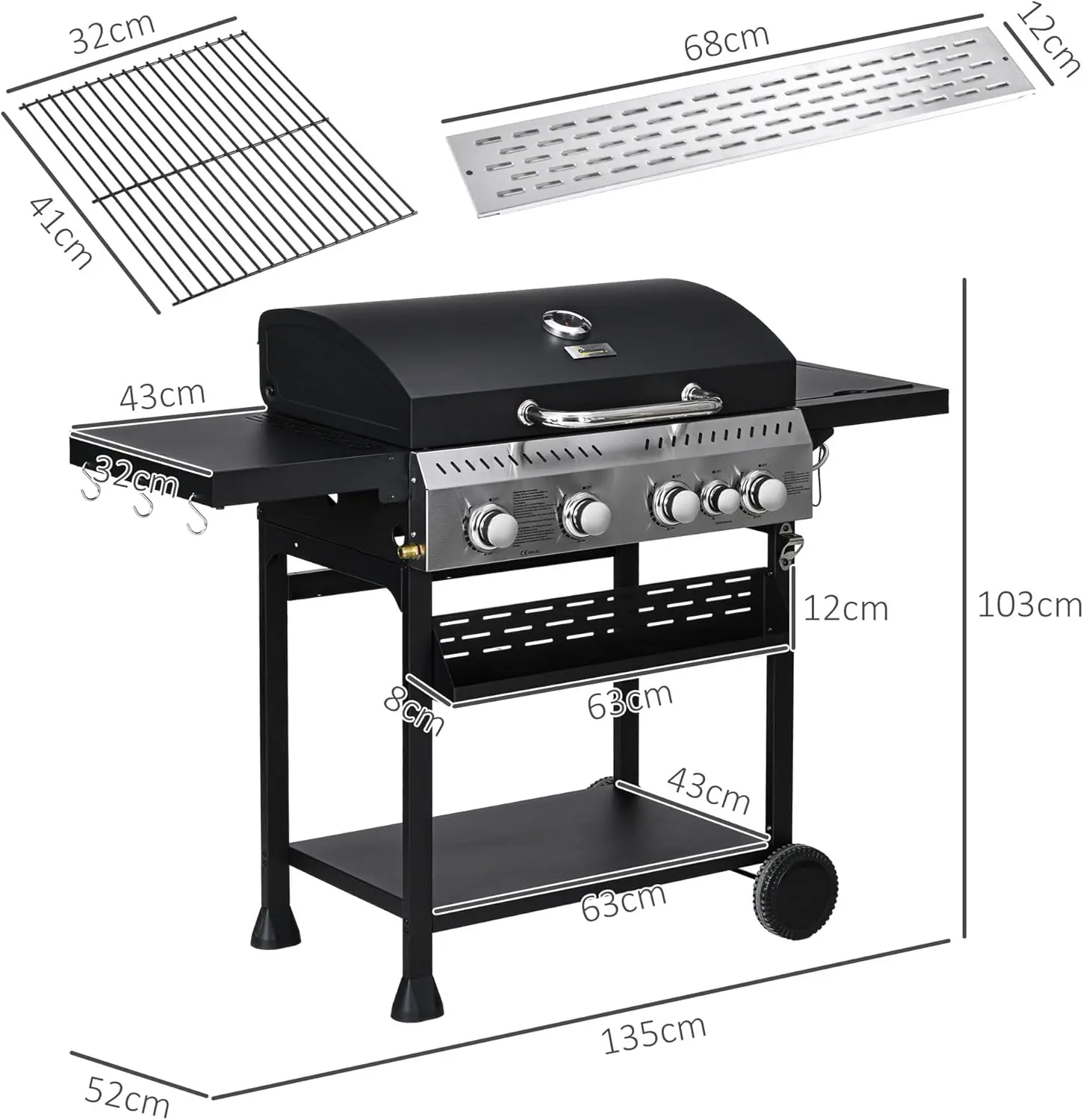 Barbecue à gaz noir vue 7