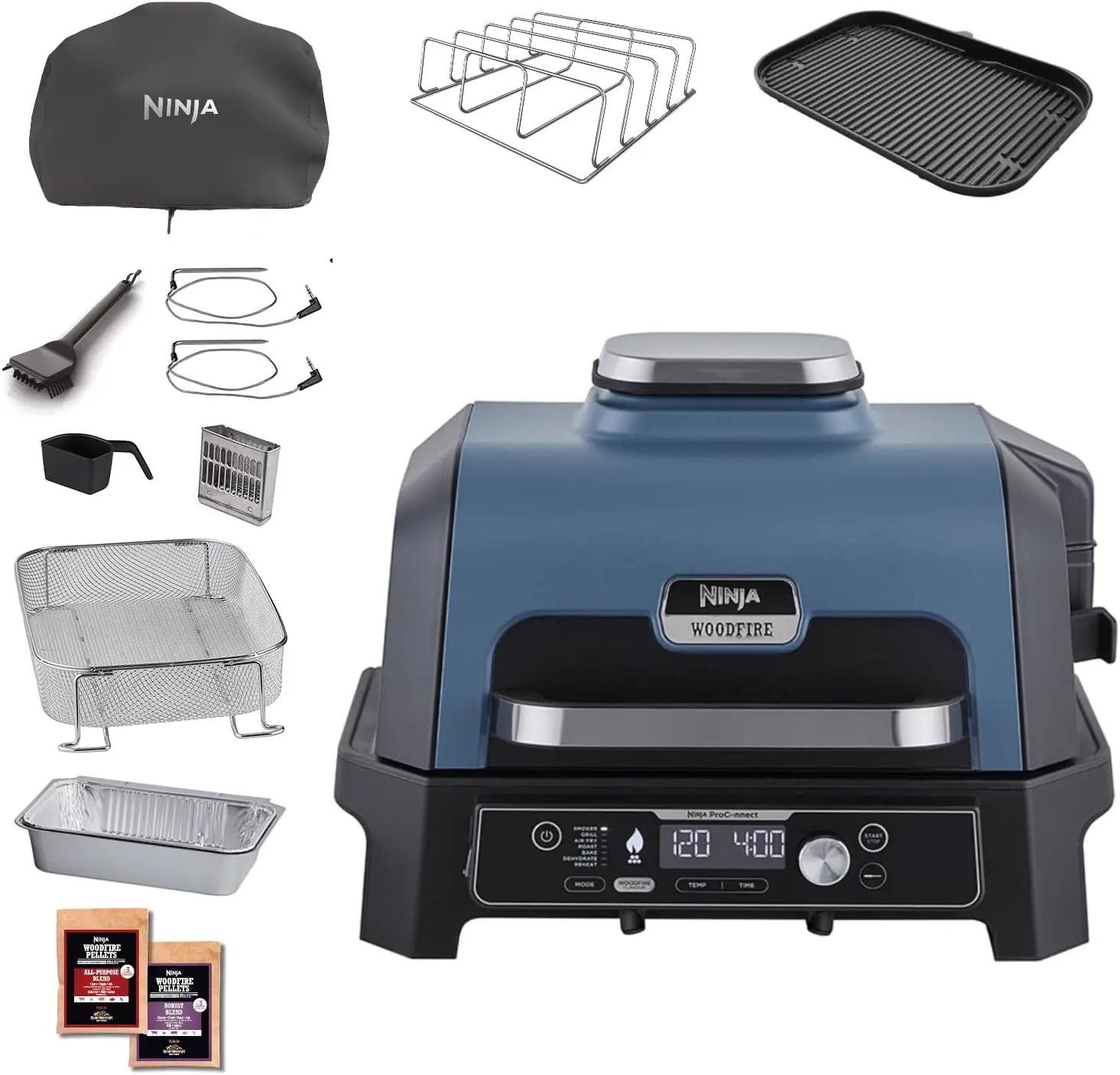 Ninja Woodfire Pro Connect XL Barbecue Électrique & Fumoir avec