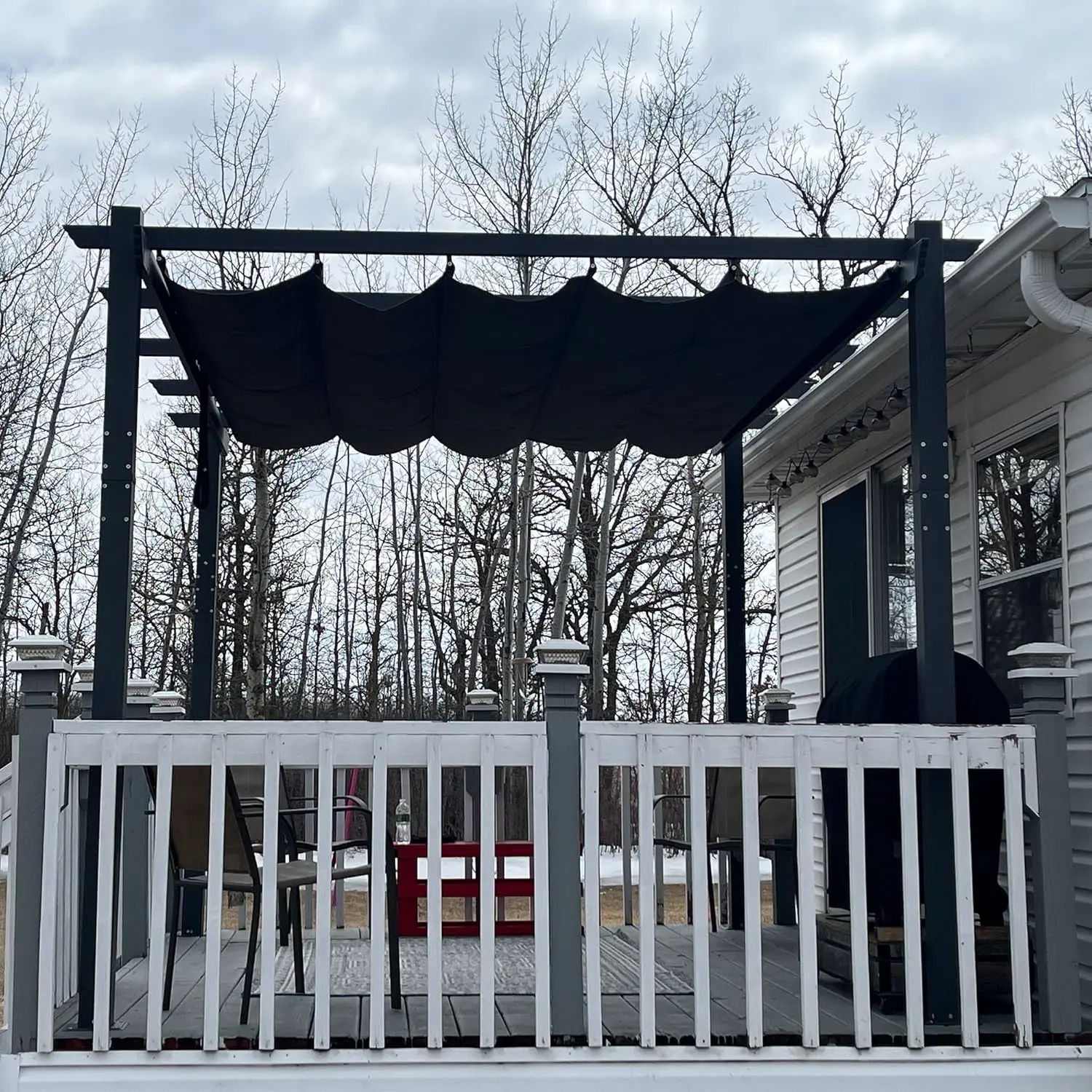 Pergola en aluminium gris 3,65x3 m vue 2