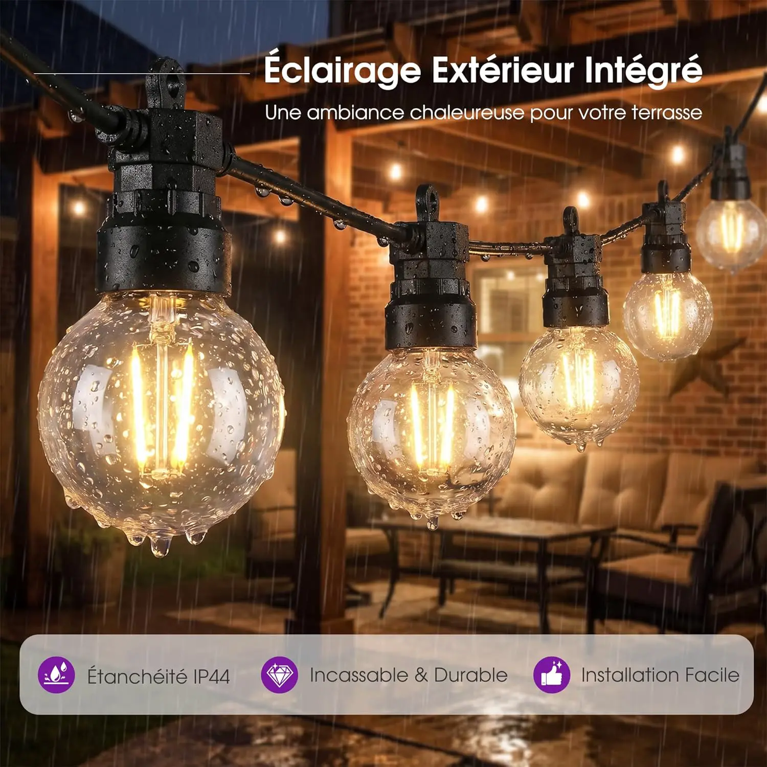 Pergola en aluminium gris 3,65x3 m vue 4