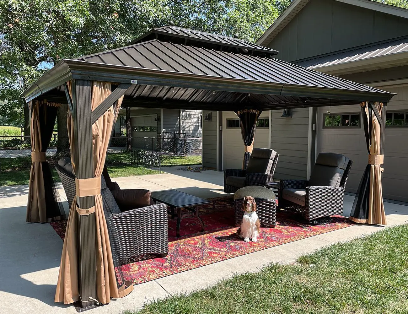 Pergola en aluminium gris 4,85x3,65 m vue 2