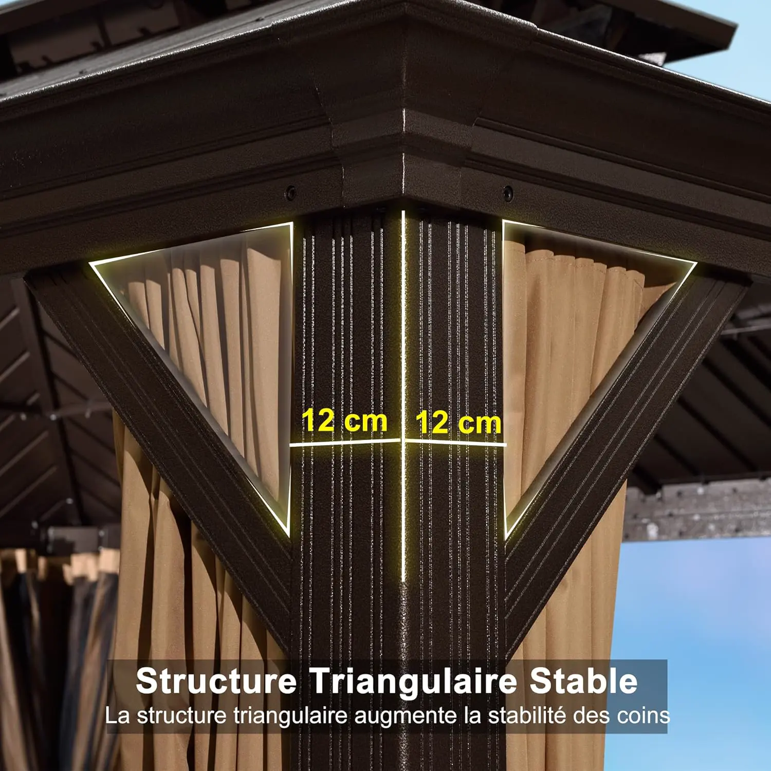Pergola en aluminium gris 4,85x3,65 m vue 5