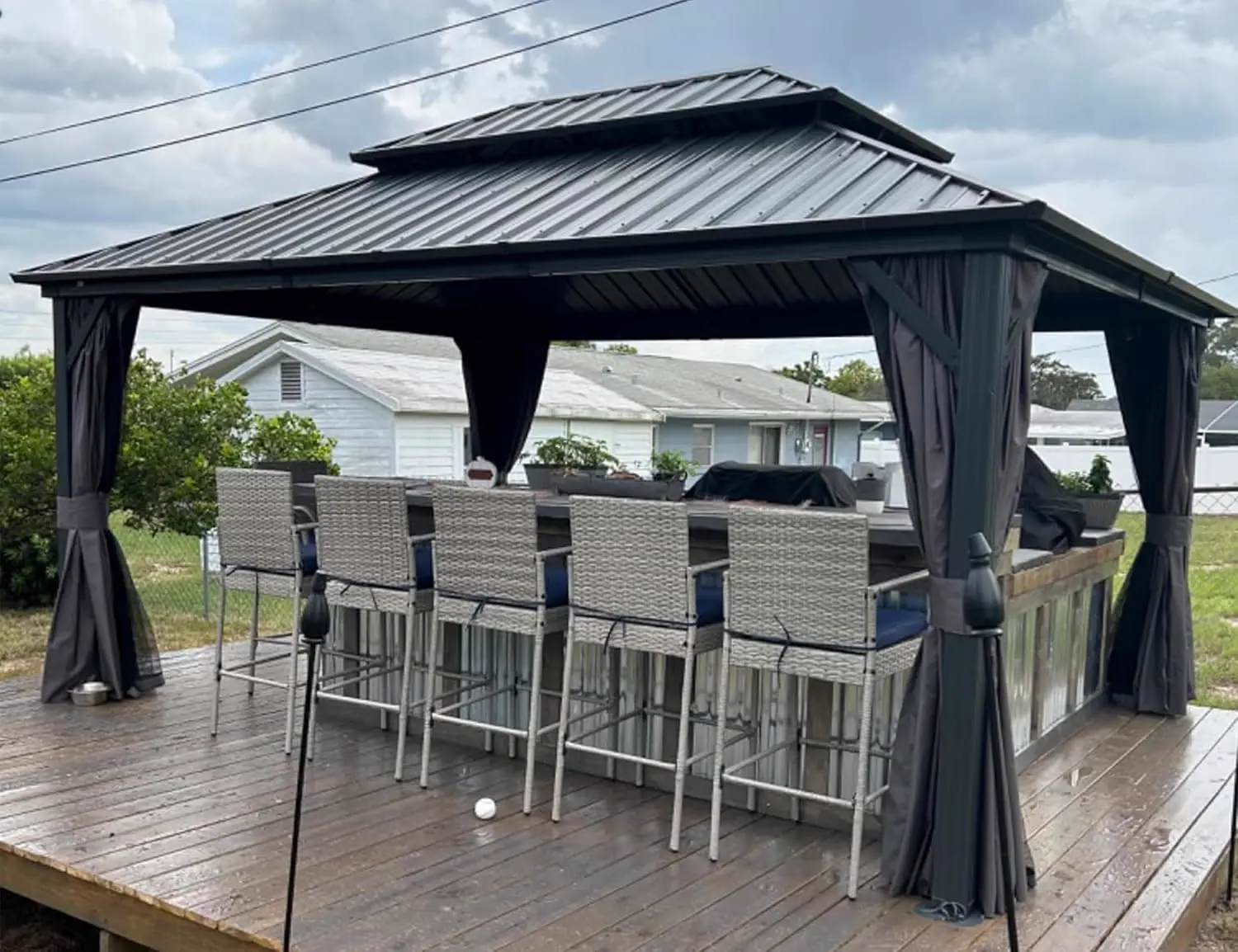 Pergola en aluminium gris 4,85x3,65 m vue 2