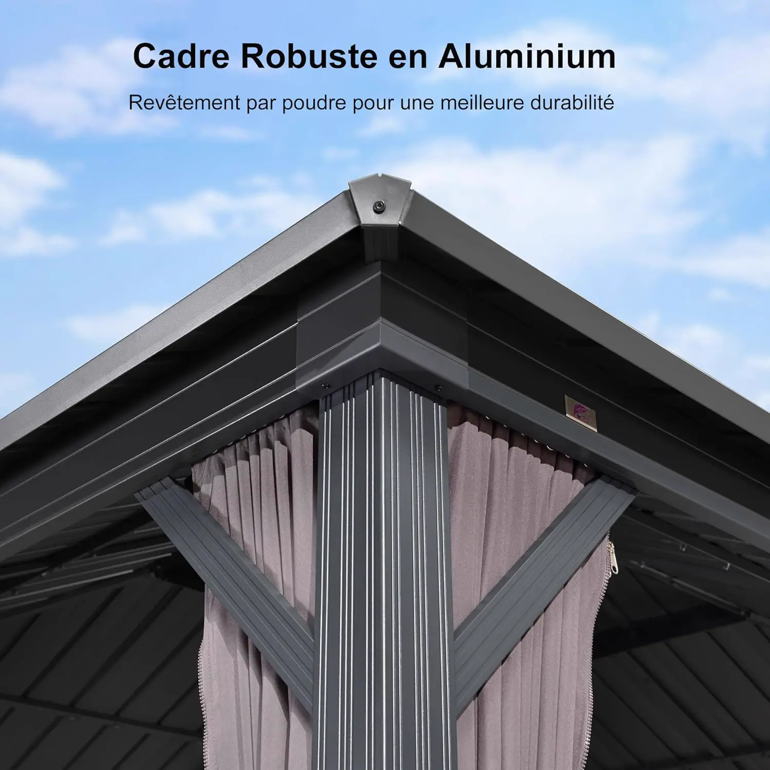 Pergola en aluminium gris 4,85x3,65 m vue 5