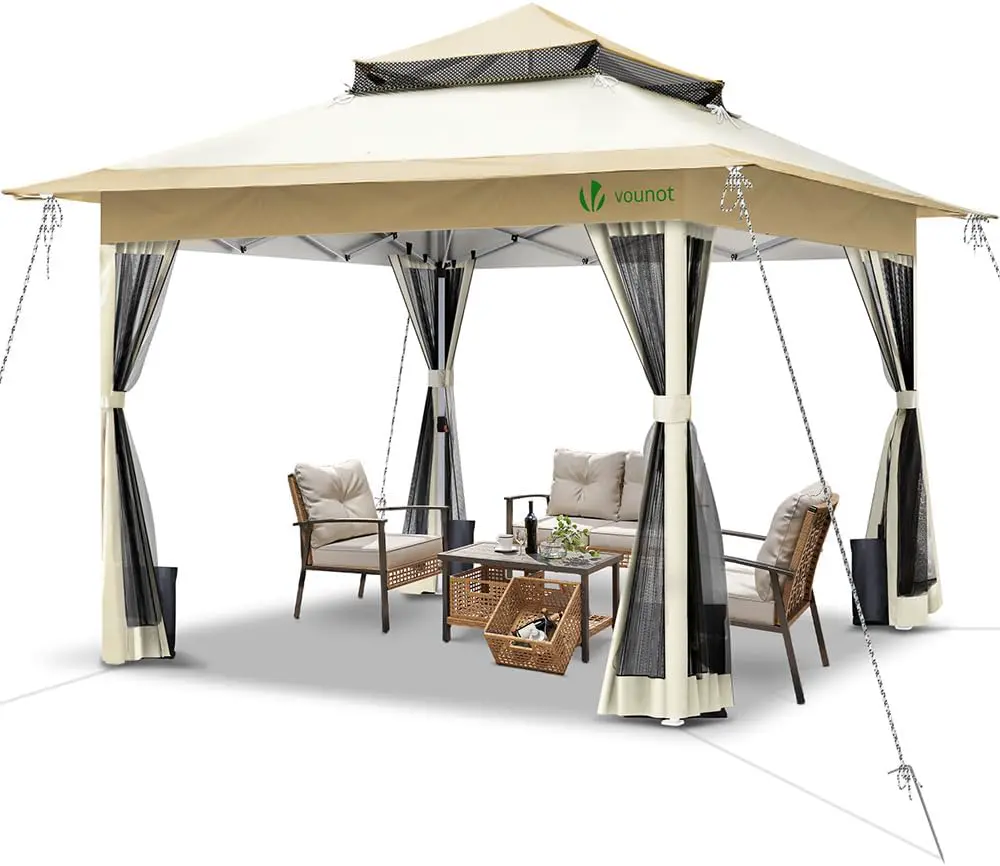 VOUNOT® Tonnelle de Jardin Extérieur 3.6x3.6m Pop up avec