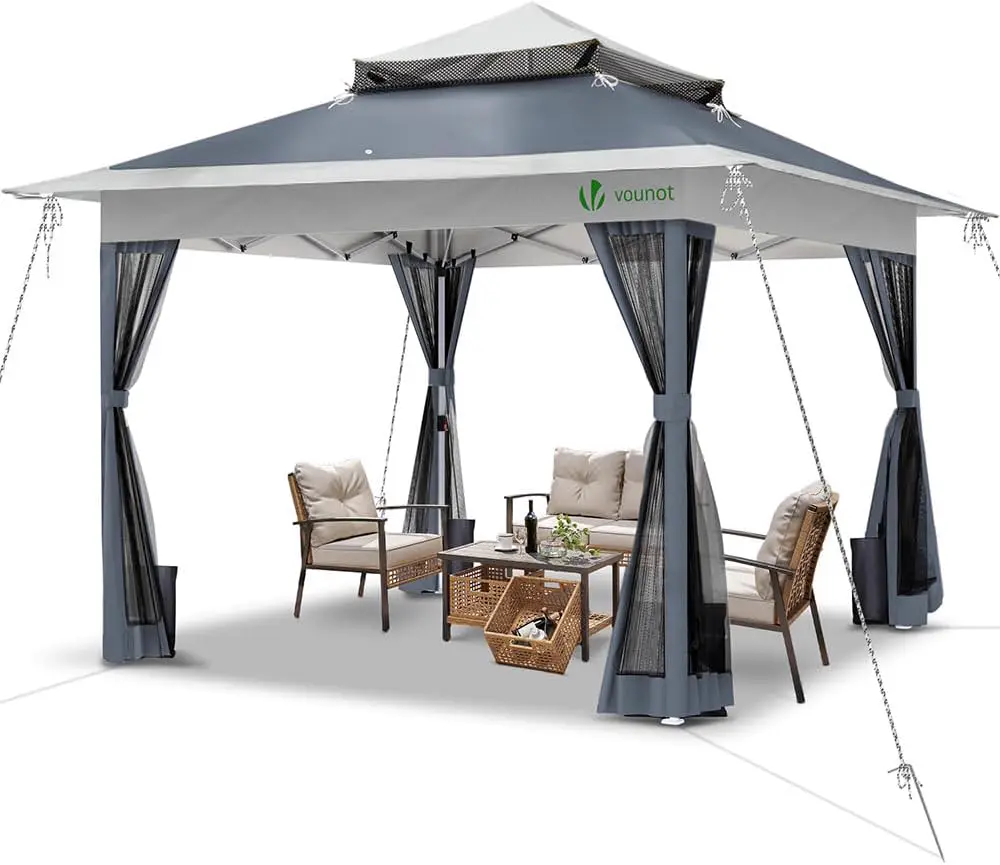 VOUNOT® Tonnelle de Jardin Extérieur 3.6x3.6m Pop up avec