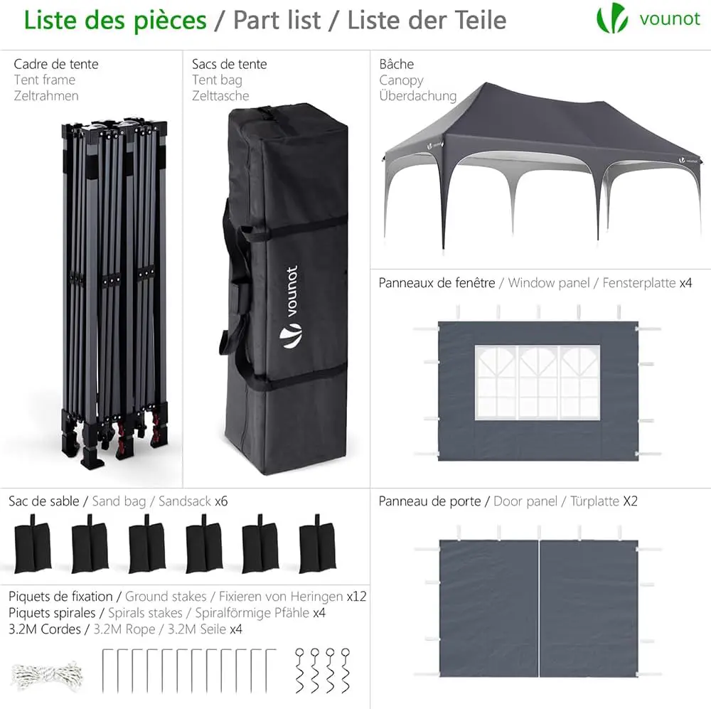 Tonnelle en métal gris 3x6 m vue 2