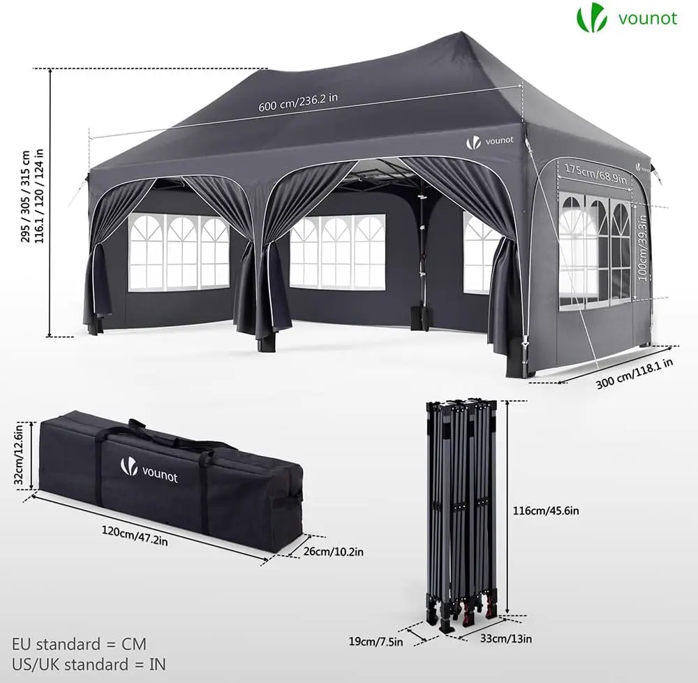 Tonnelle en métal gris 3x6 m vue 7