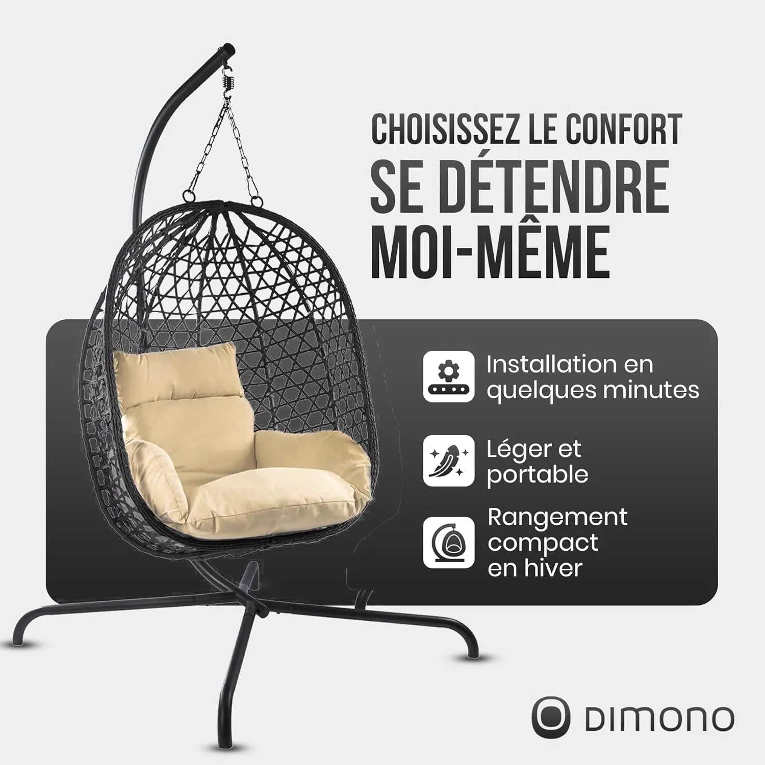 Fauteuils suspendus en rotin beige vue 4