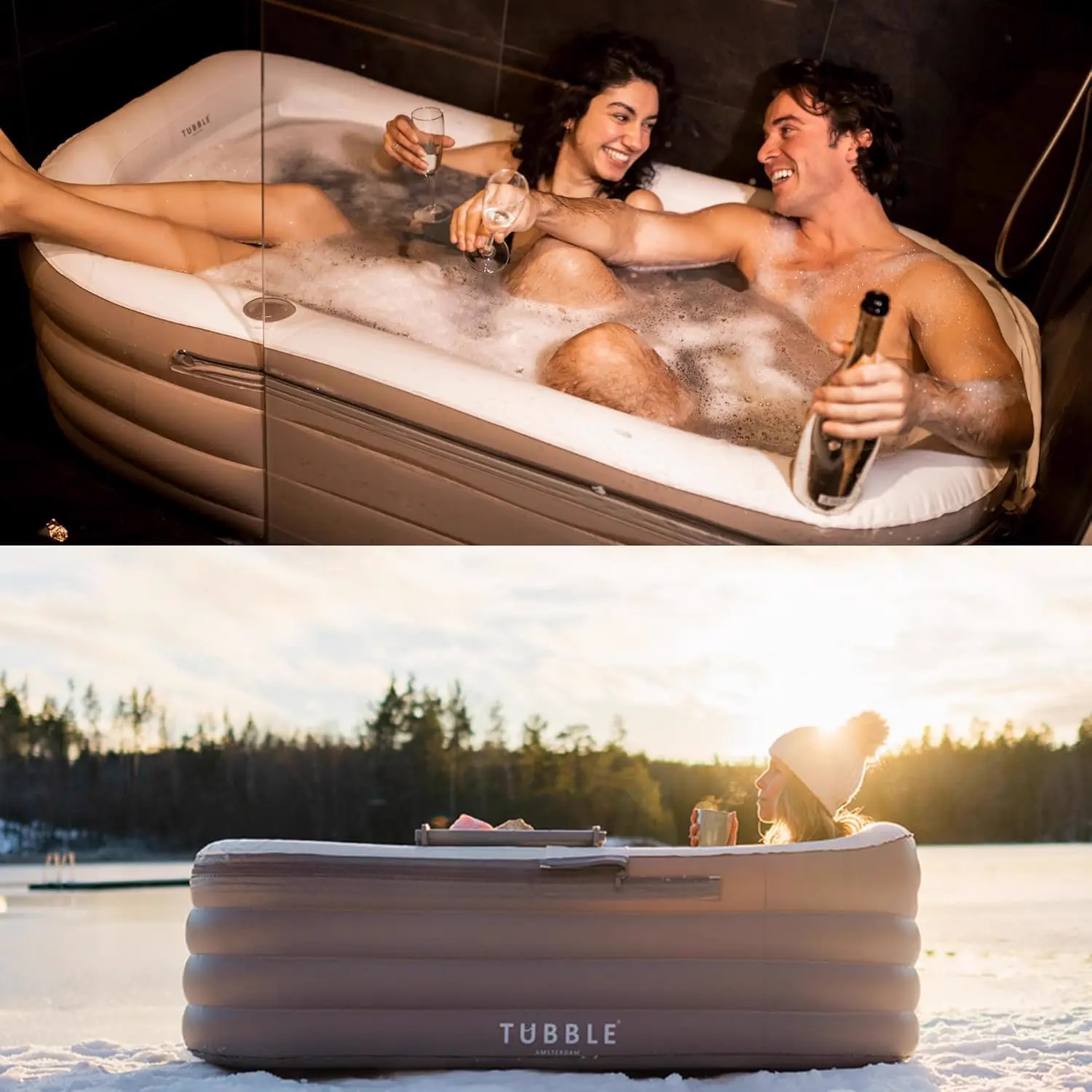 Spa gonflable 2 personnes 2 places taupe vue 4