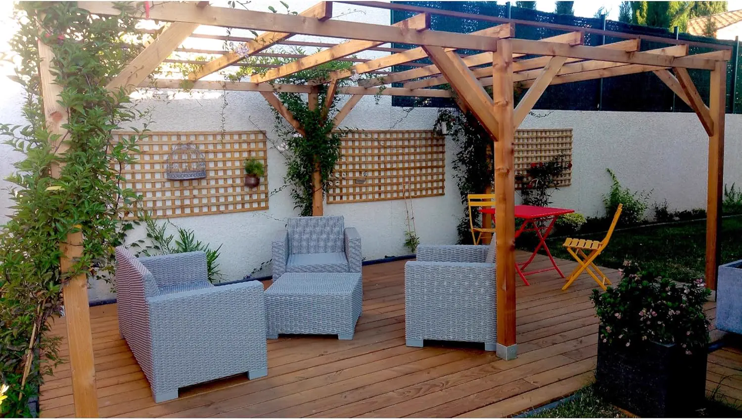 Pergola en métal marron 3x5 m vue 4