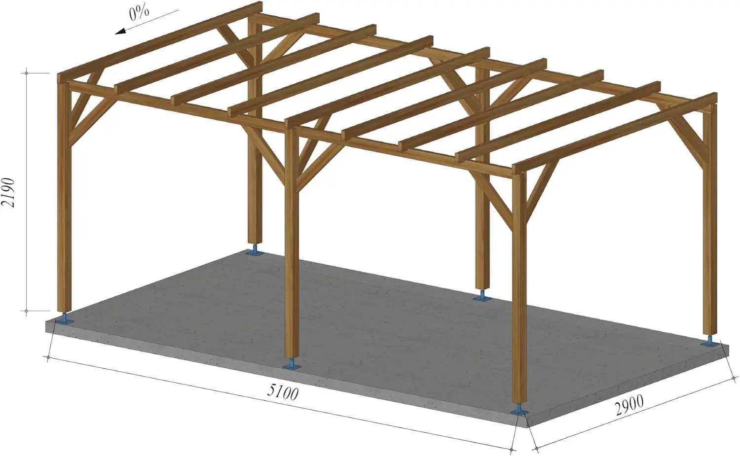 Pergola en métal marron 3x5 m vue 2
