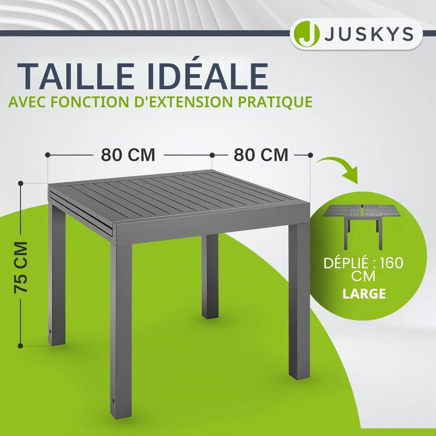 Table de jardin en métal anthracite vue 2