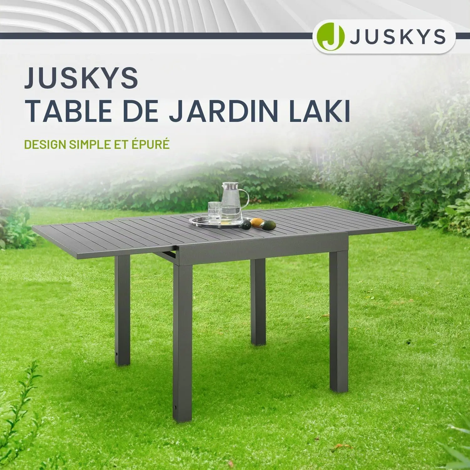 Table de jardin en métal anthracite vue 3
