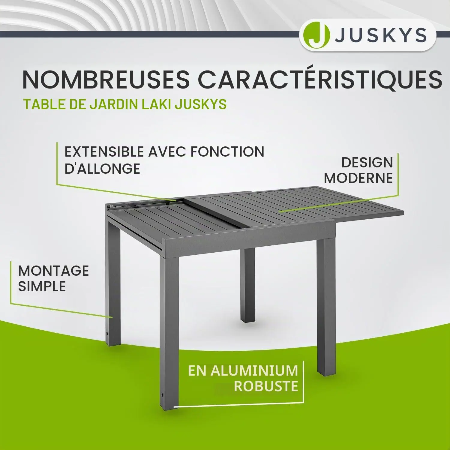 Table de jardin en métal anthracite vue 4