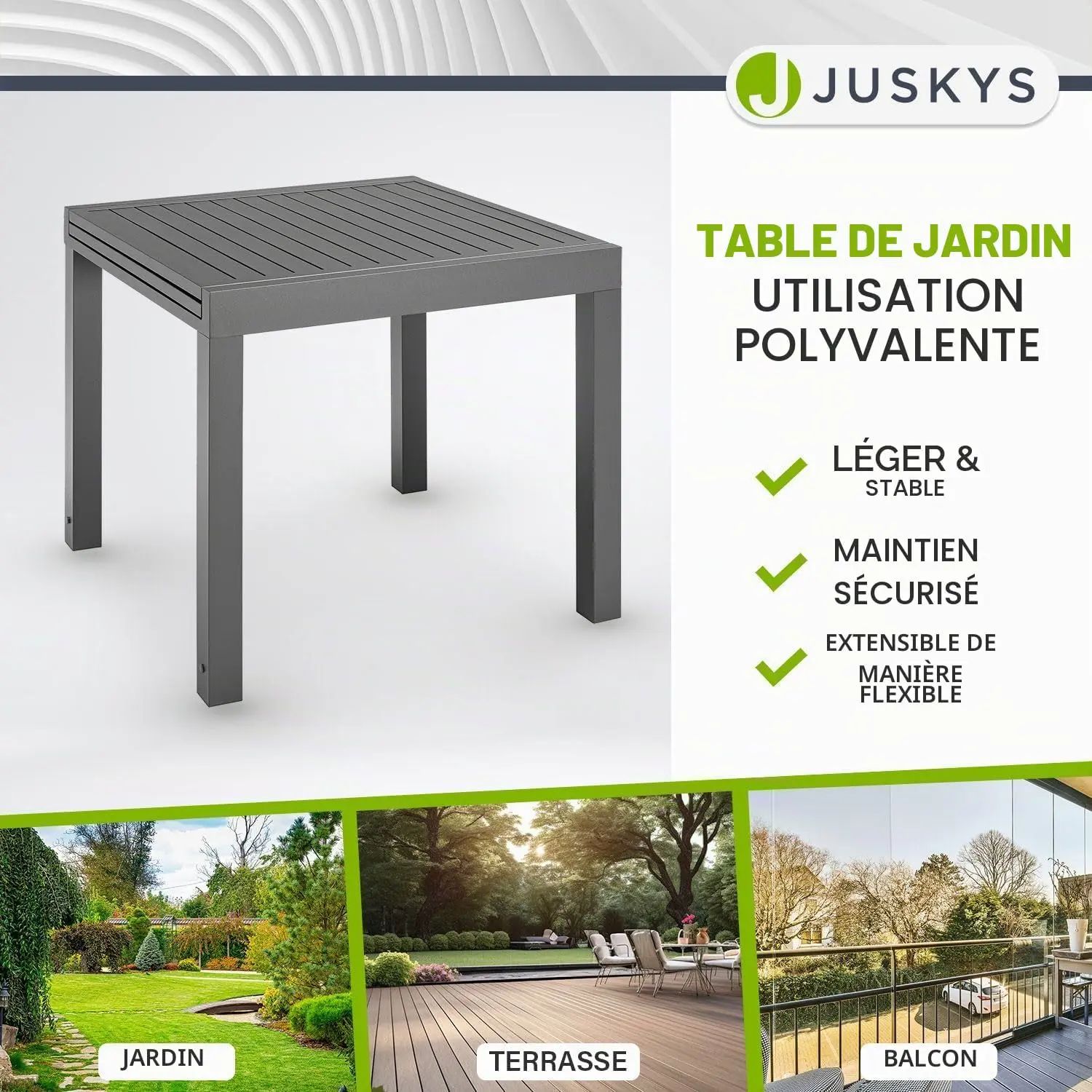 Table de jardin en métal anthracite vue 7