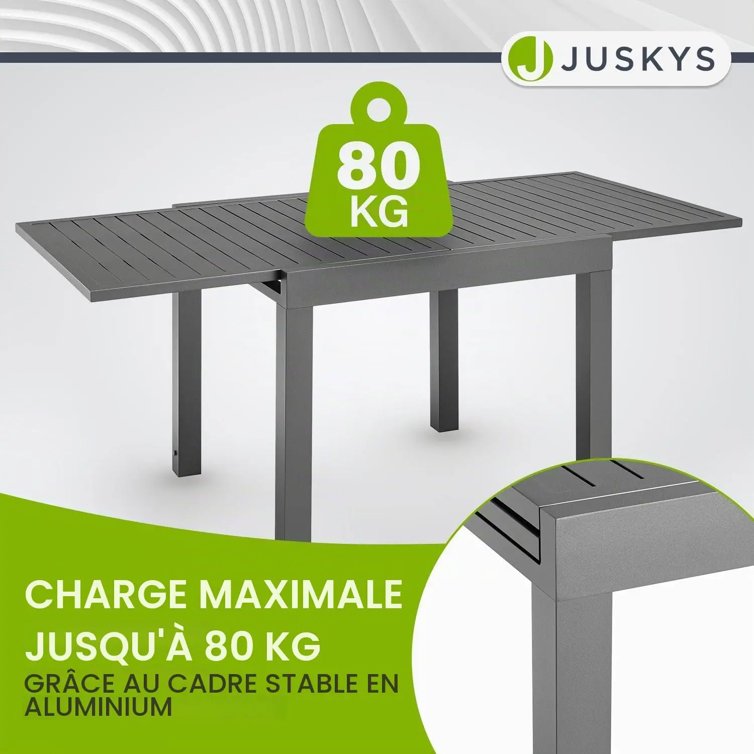 Table de jardin en métal anthracite vue 8