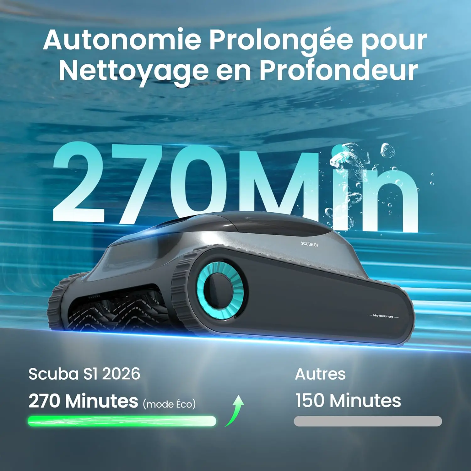 Robot piscine sable vue 2