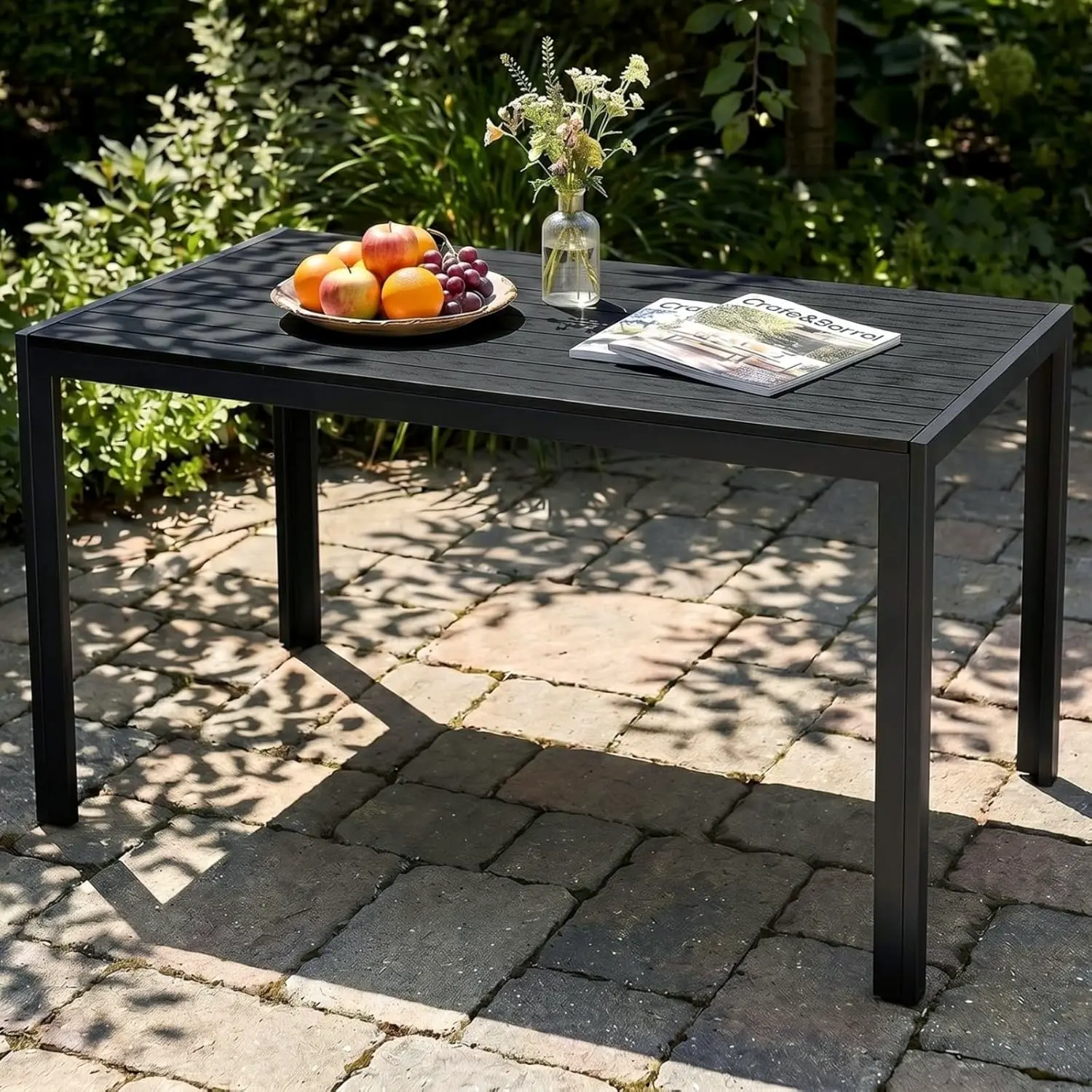 LIFERUN Table de Jardin Moderne en WPC 110 x 70 cm