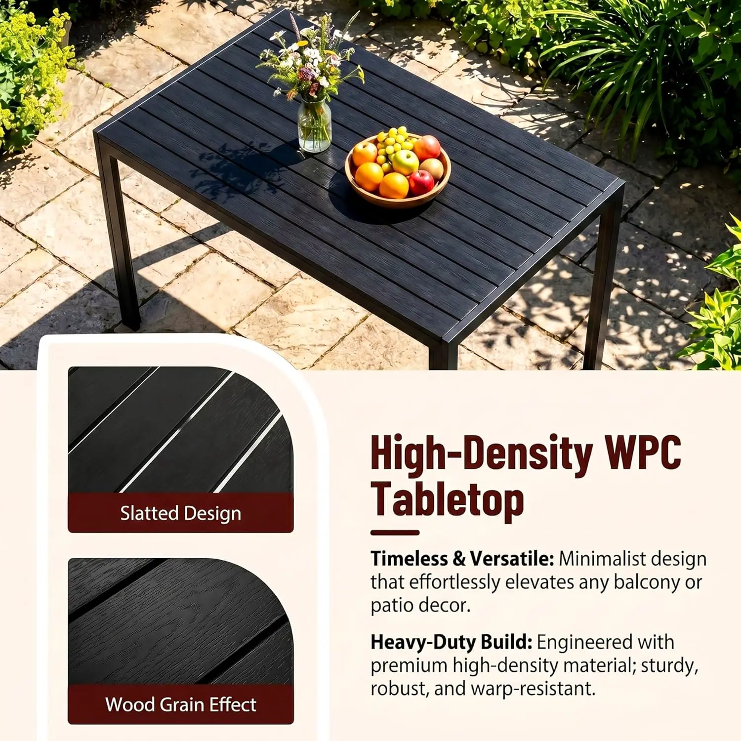 Table de jardin 6 places en aluminium noir vue 7