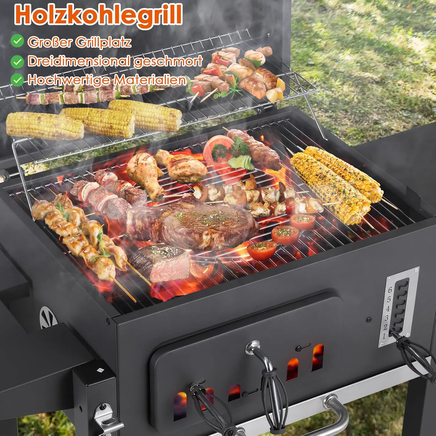 Barbecue à charbon 2 places en bois noir vue 6