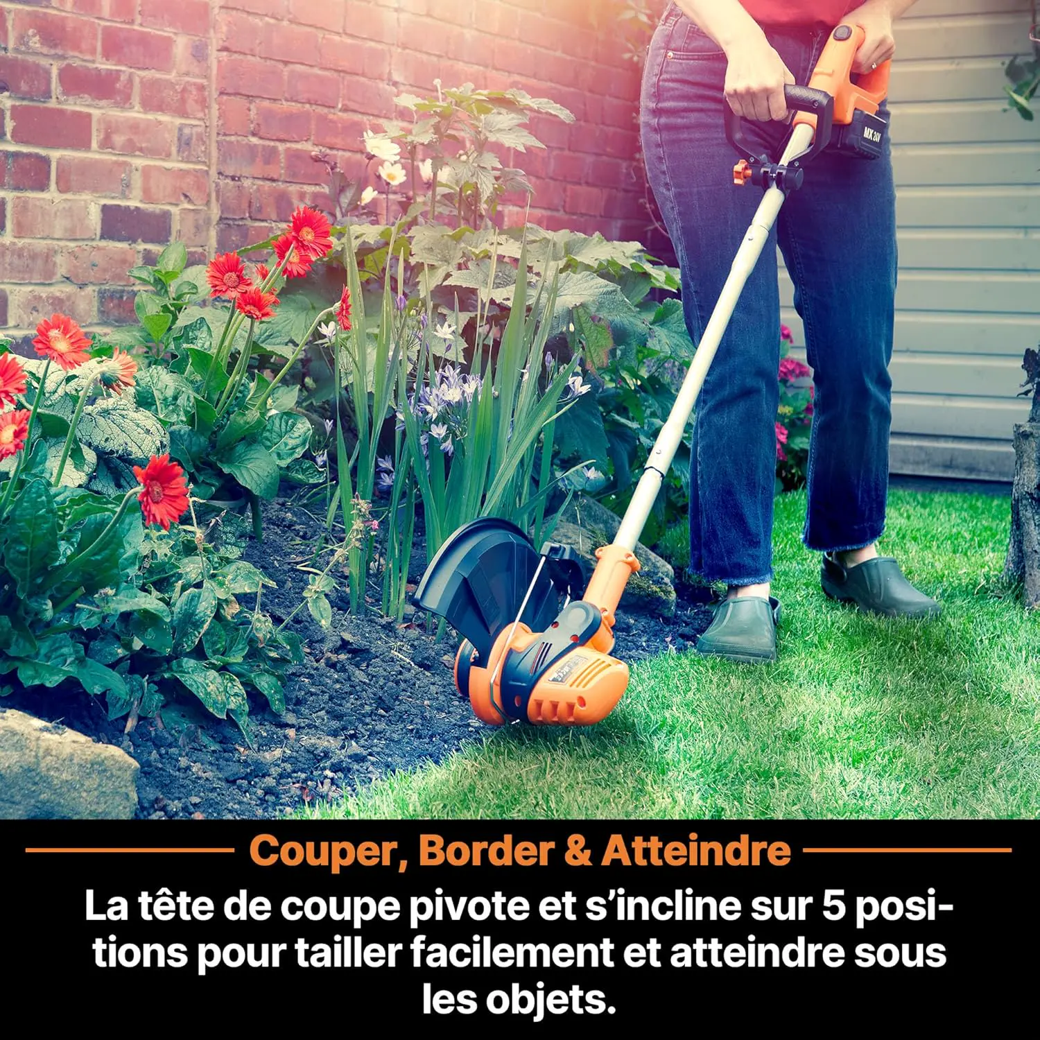 Robot tondeuse jaune vue 3