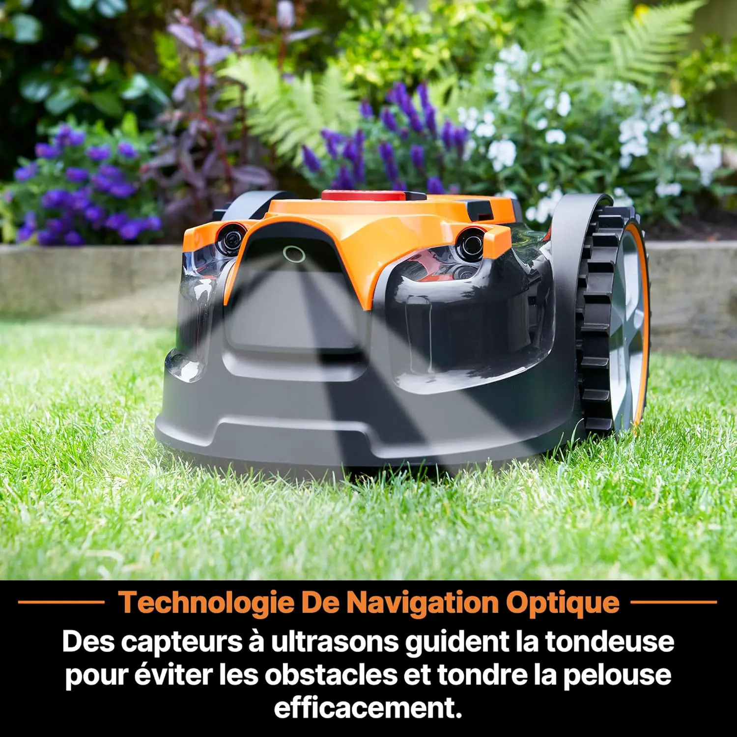 Robot tondeuse jaune vue 6