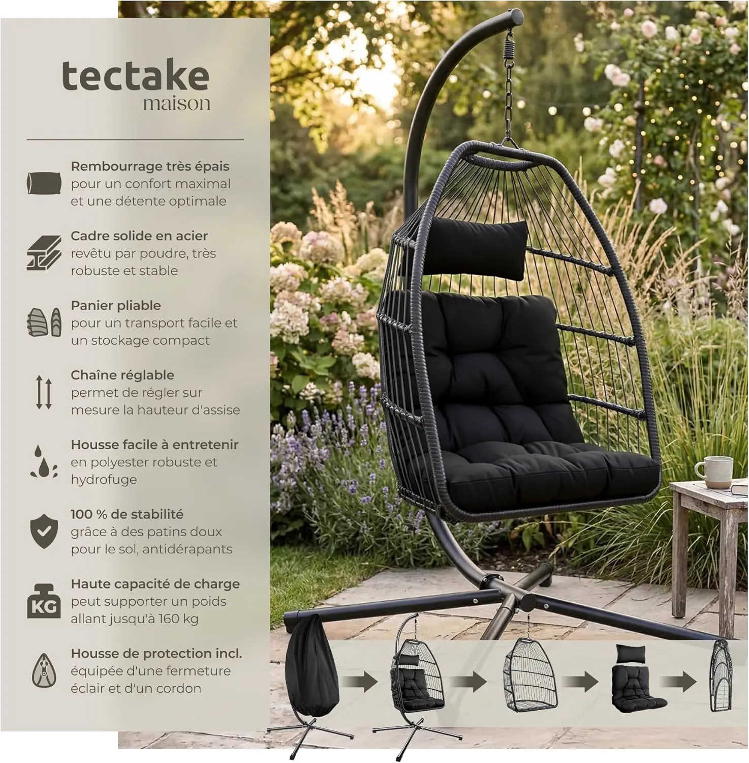 Fauteuils suspendus en métal vue 2