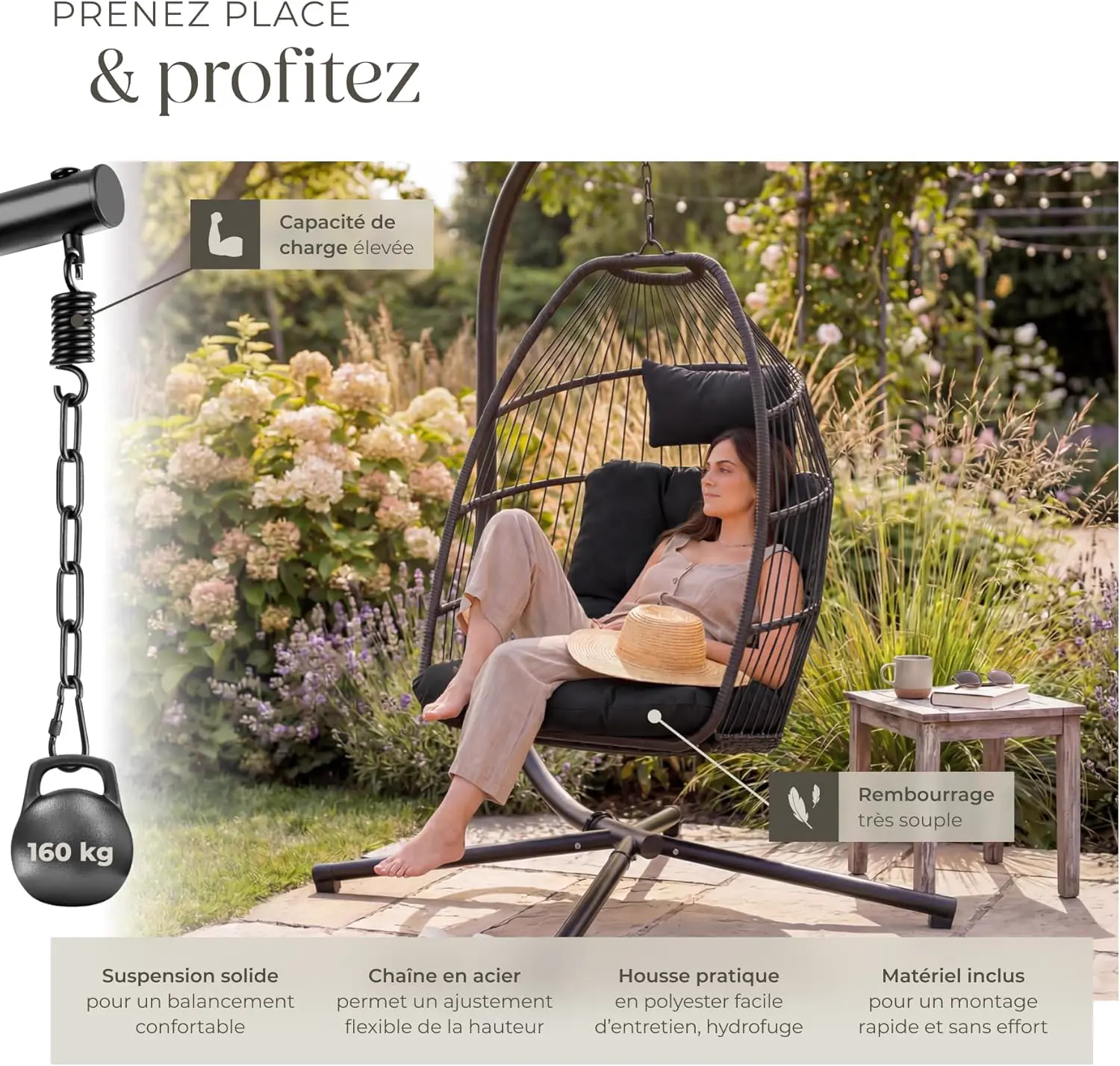 Fauteuils suspendus en métal vue 4