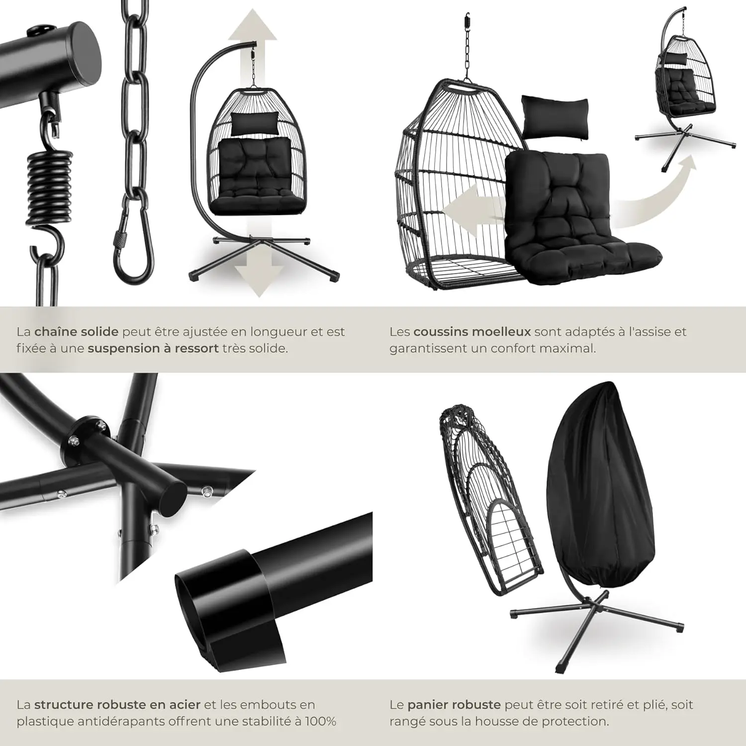 Fauteuils suspendus en métal vue 5