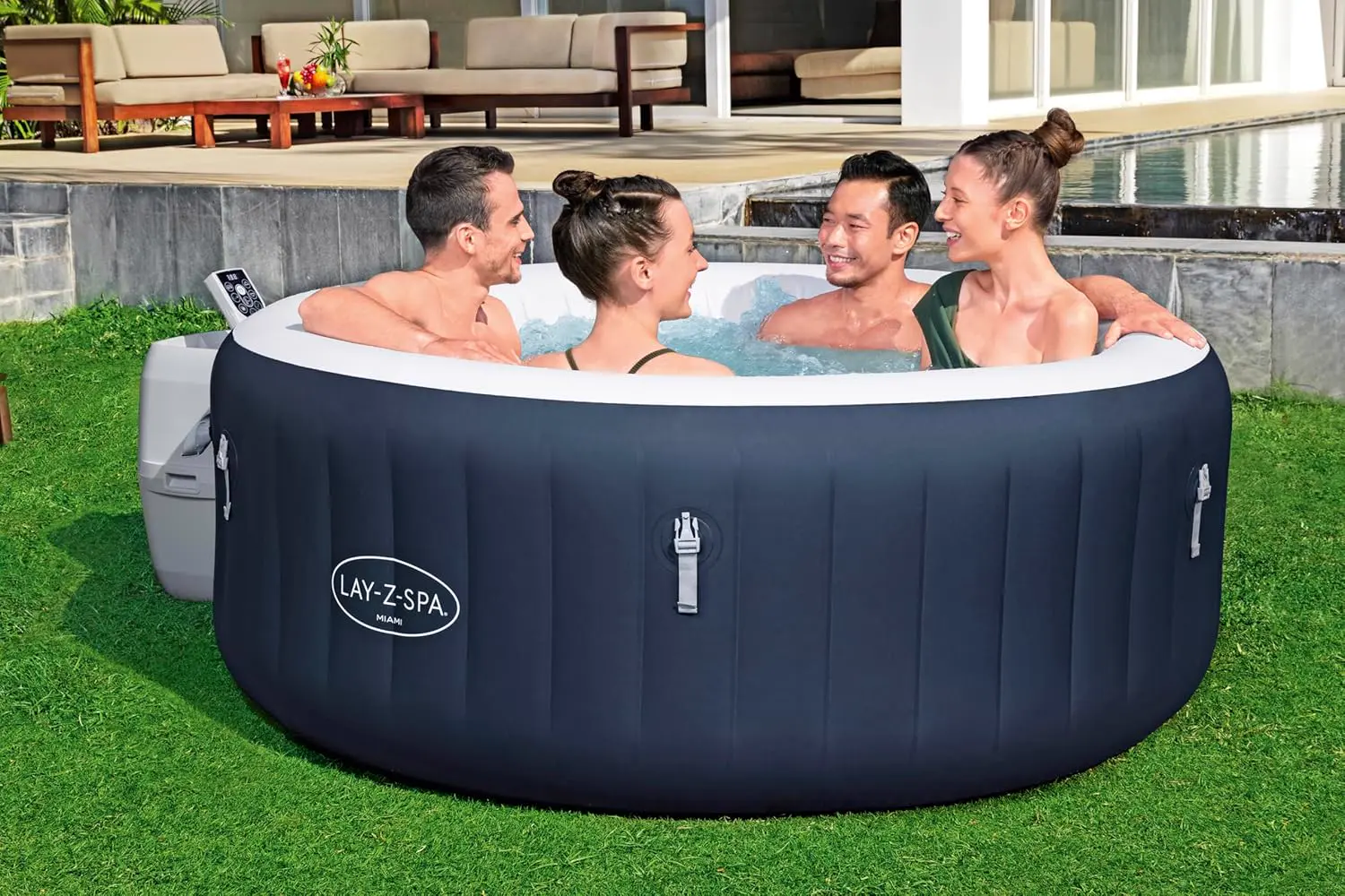 Spa gonflable 4 personnes 2 places bleu vue 2