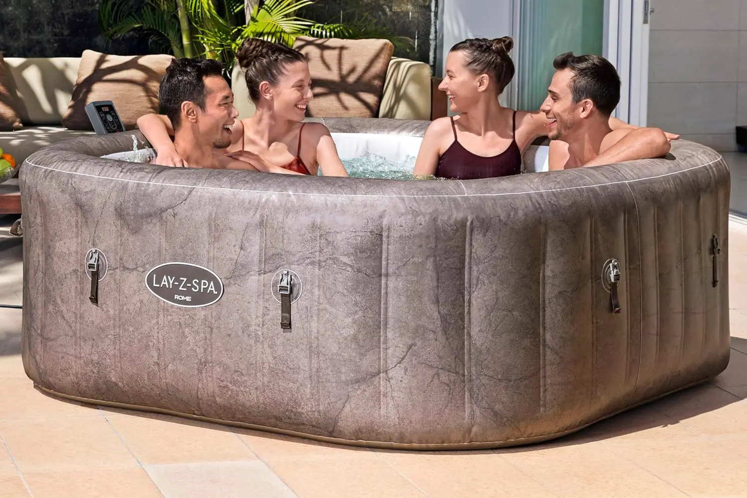 Spa gonflable 6 personnes 6 places marron vue 2
