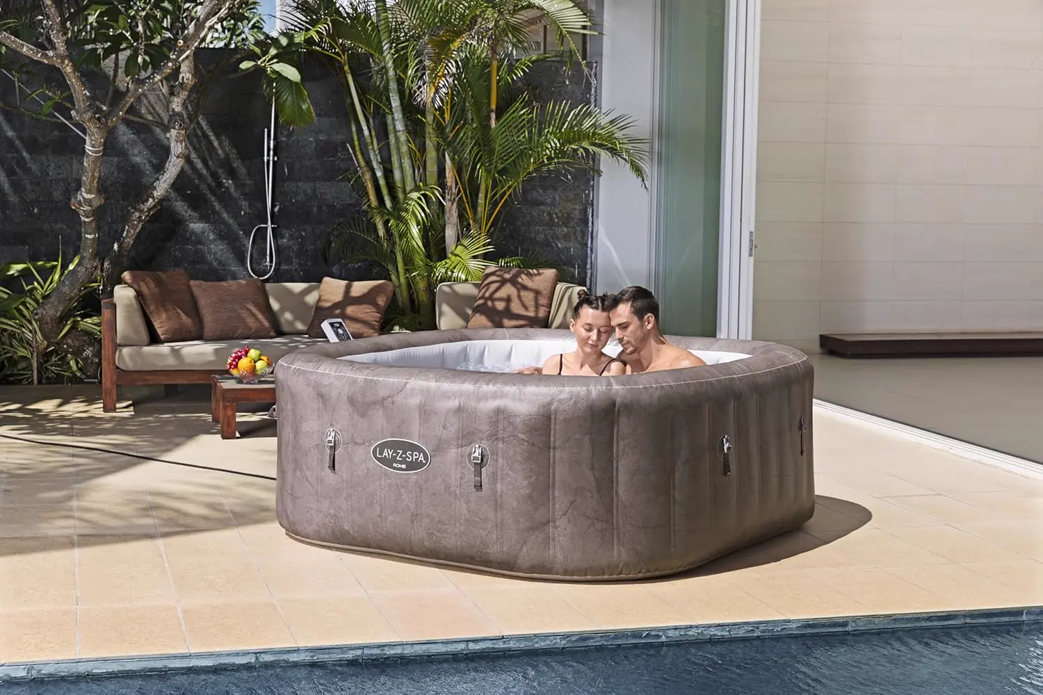 Spa gonflable 6 personnes 6 places marron vue 3