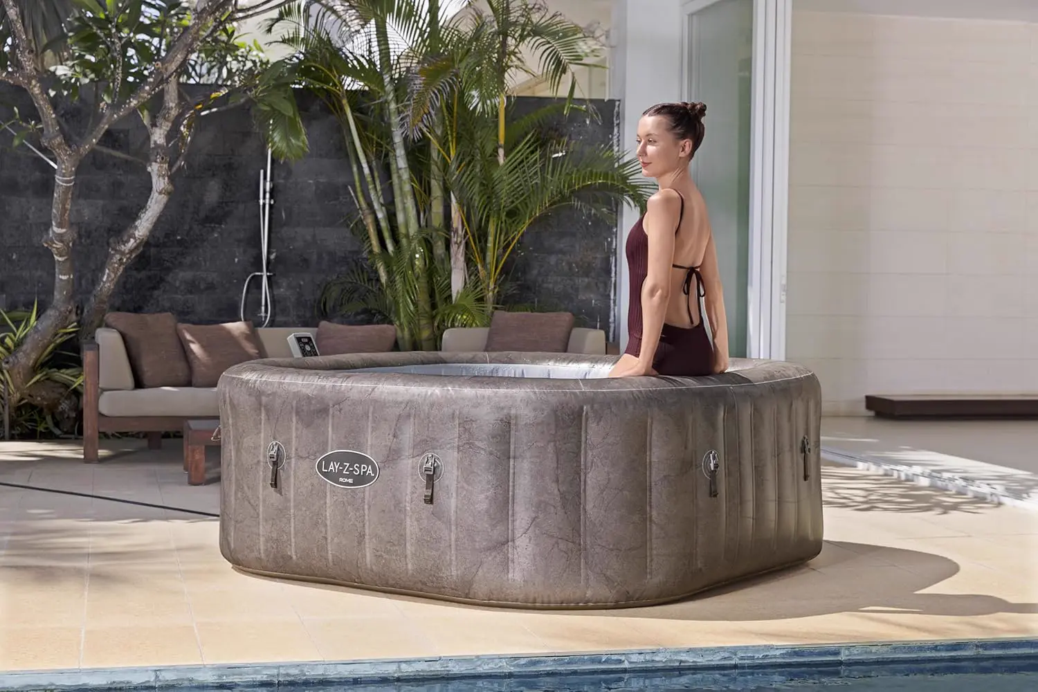 Spa gonflable 6 personnes 6 places marron vue 5