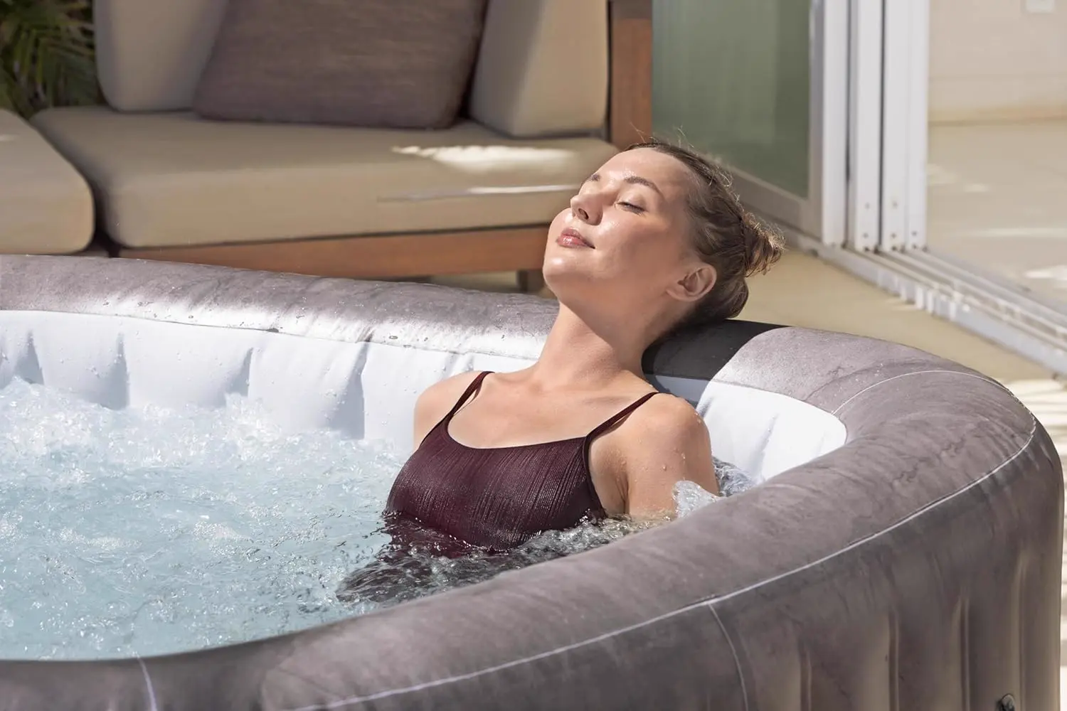 Spa gonflable 6 personnes 6 places marron vue 6
