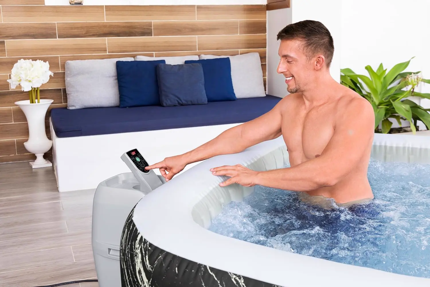Spa gonflable 2 personnes 6 places noir vue 4