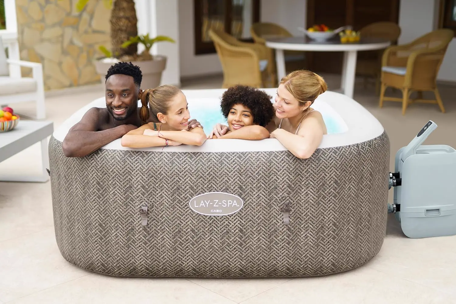 Spa gonflable 4 personnes 6 places marron vue 2